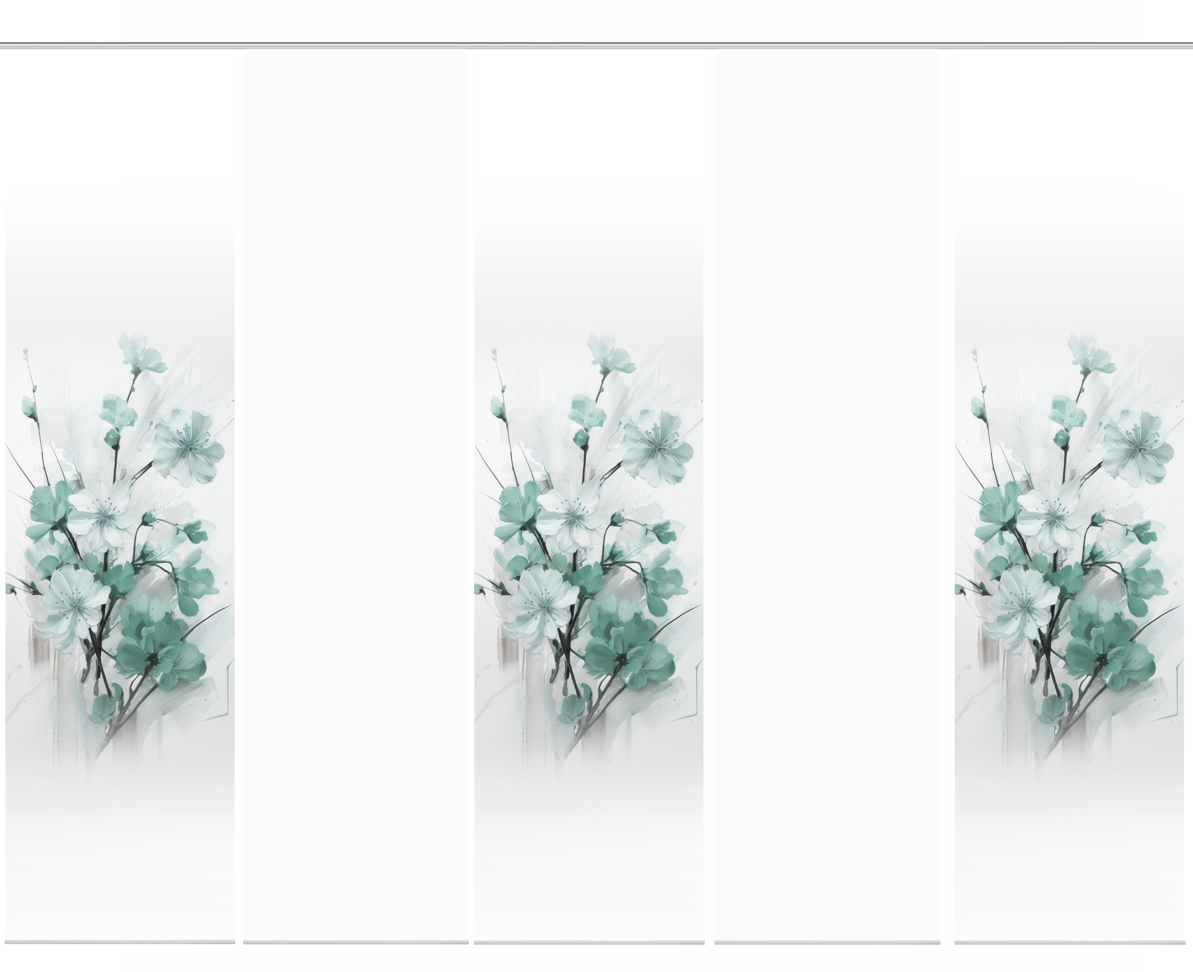 Thumbnail - HOME WOHNIDEEN Schiebegardine "LOTUS" Paneelwagen 5 Stk. tlg. Schiebewand Seidenoptik, SET, Digitaldruck