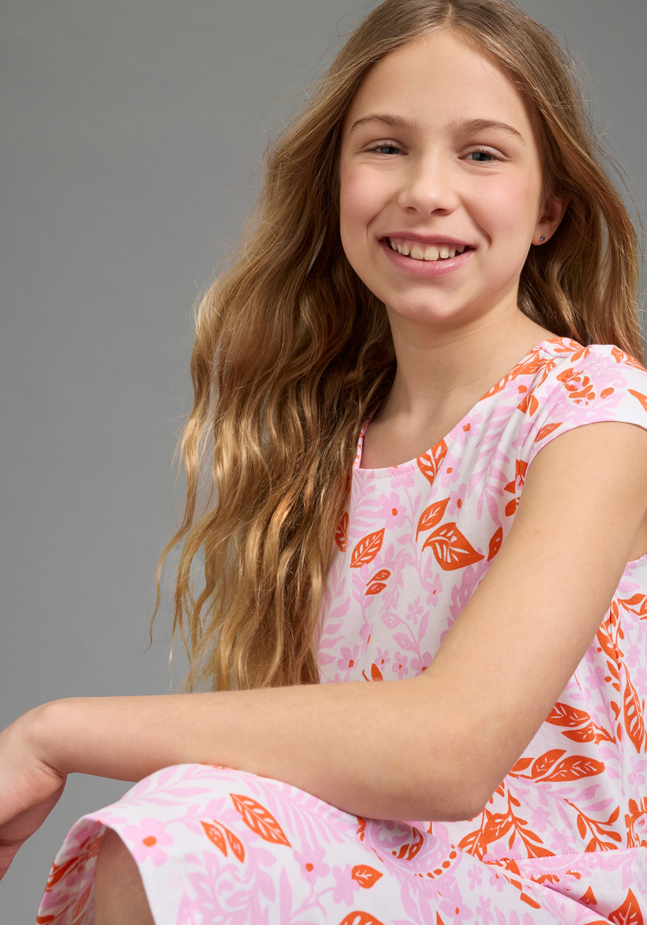 KIDSWORLD Jerseykleid »Kleid mit Paisley-Allover Muster« modischer Stil, für Mädchen, aus Single Jersey, Kurzarm