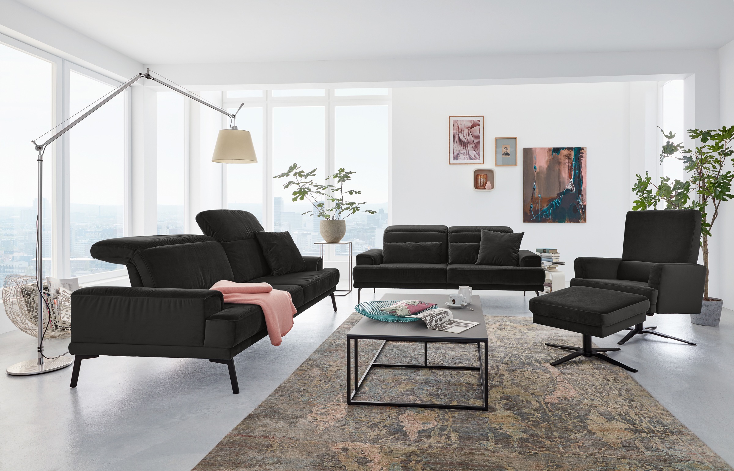 Musterring 2-Sitzer »MR 4580«, inkl. Kopf- und Sitztiefenverstellung, Fuß schwarz, B198 x T103 cm