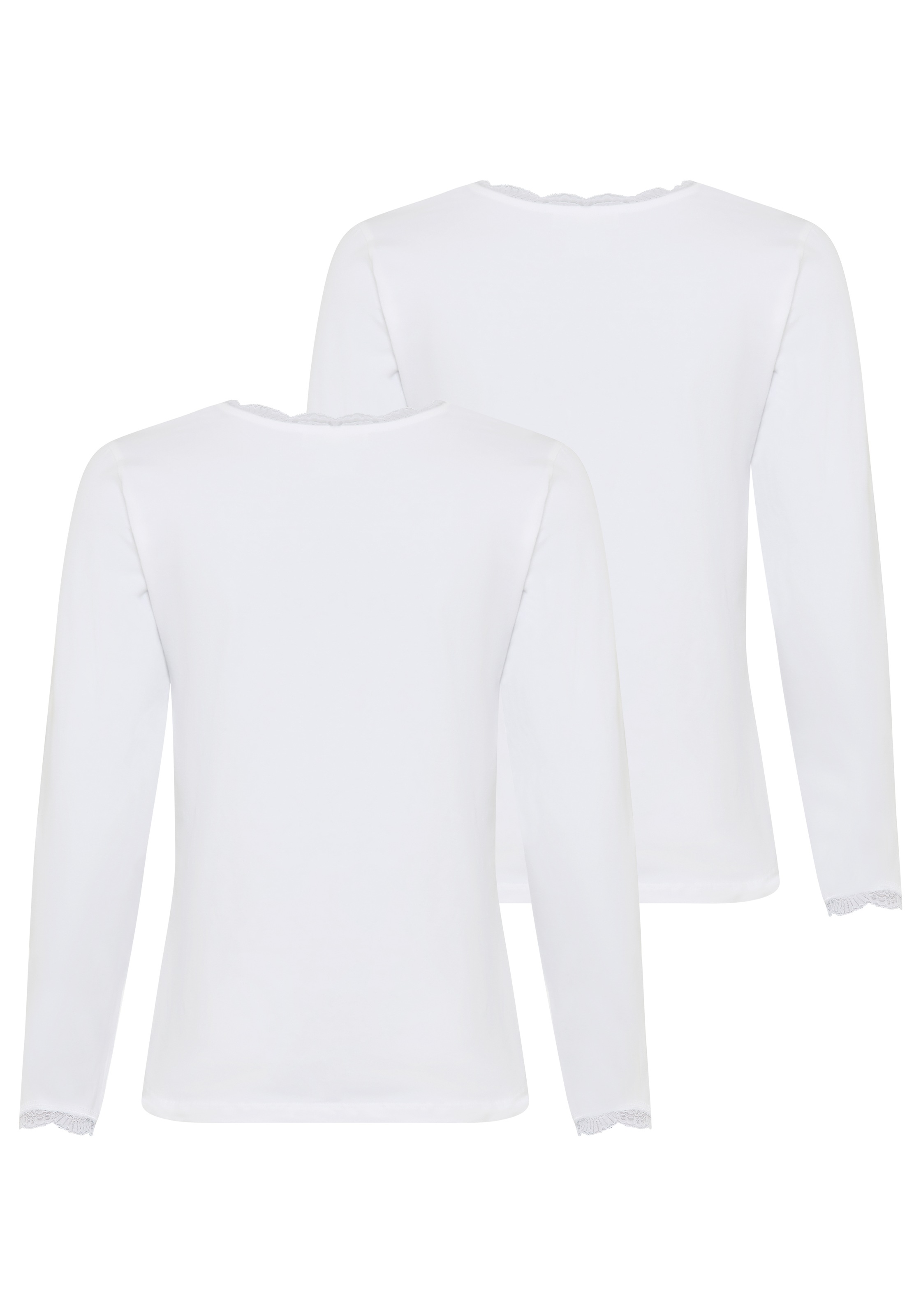 Ysabel Mora Basic Collection Cotton With Lace Long Sleeve Shirt White Size S 5