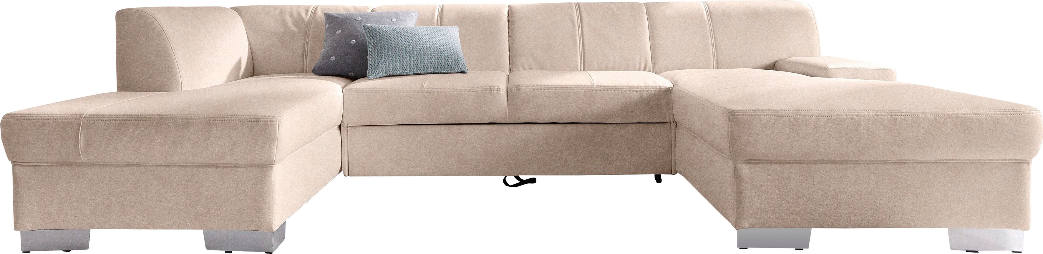 DOMO collection Wohnlandschaft "Star, zeitloses und elegantes Design, viel Platz, Breite 304cm, U-Form" fester Sitzkomfort, wahlweise mit Bettfunktion