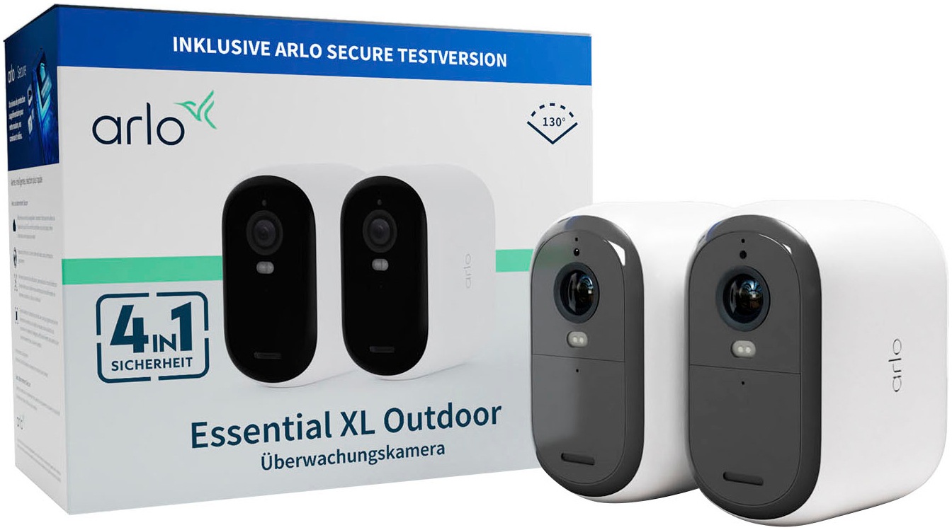 ARLO Smart Home Kamera "ESSENTIAL 2 XL FHD Outdoor Camera 2er-Pack", B:5,72cm H:9,65cm T:8,25cm, schwarz-weiß, Überwachungskameras