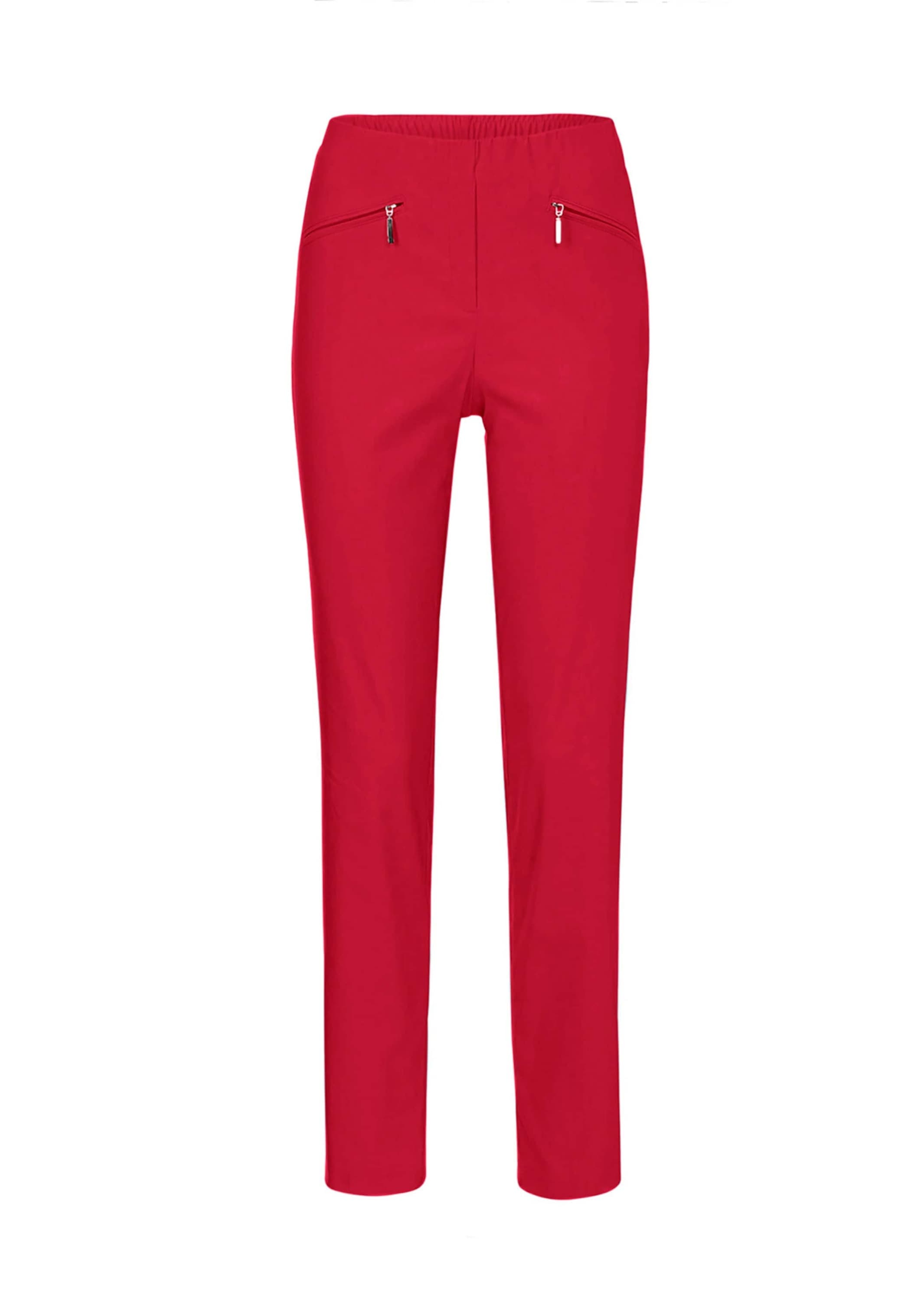 GOLDNER Damen 2-in-1-Hose "Kurzgröße Schlupfhose LOUISA mit Steppnähten"rot, Gr. 24, Obermaterial: 67% Baumwolle CO. 28% Polyamid PA. 5% Elasthan