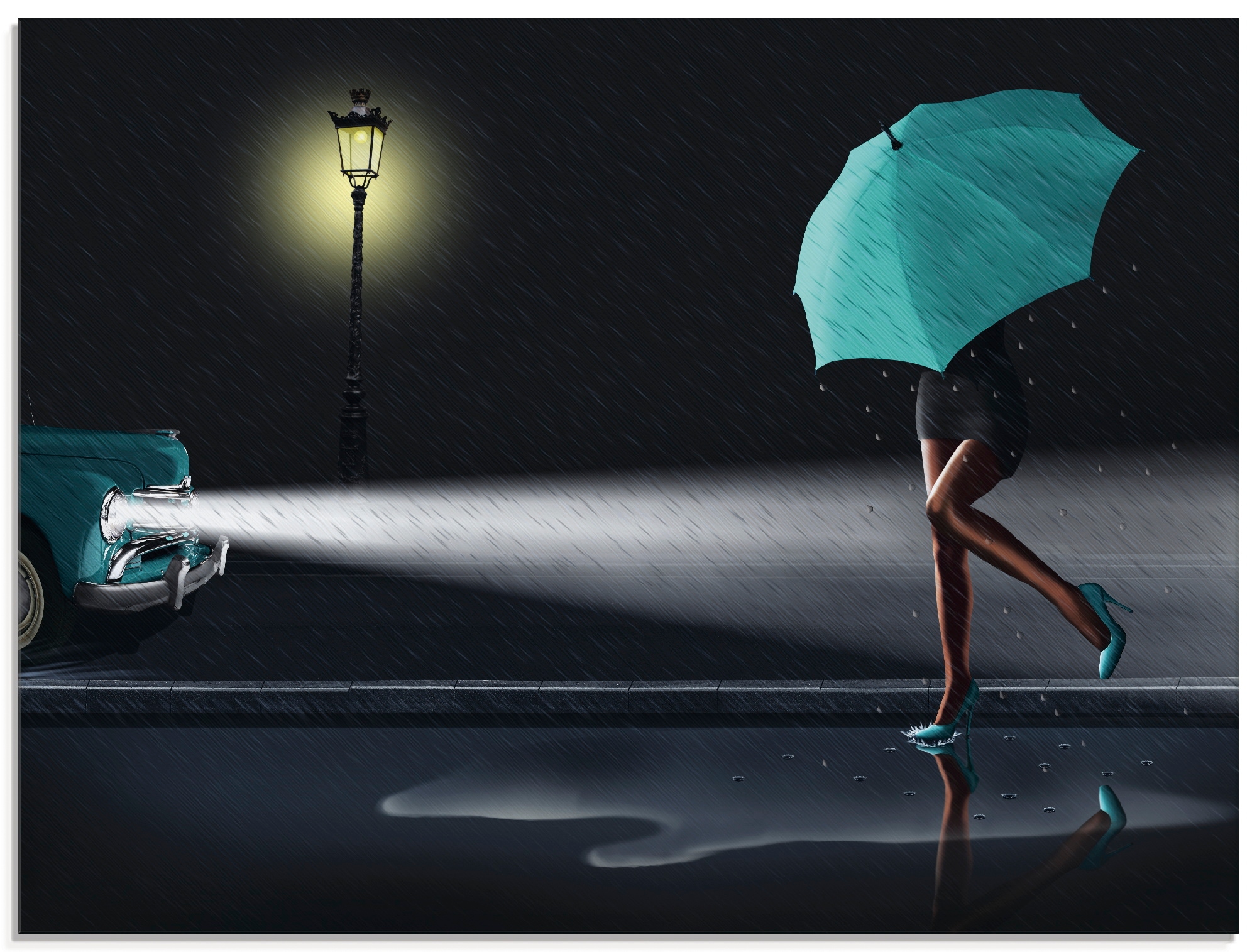 Artland Glasbild "Verregneter Tag 2" Frau 1 Stk. tlg. in verschiedenen Größ günstig online kaufen