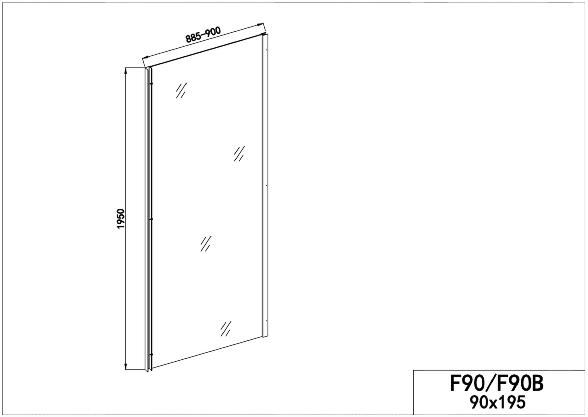 Sanotechnik Duschwand »Elite Chrom«, BxH: 90 x 195 cm, Fixglaselement mit Alu-Profil in Chrom