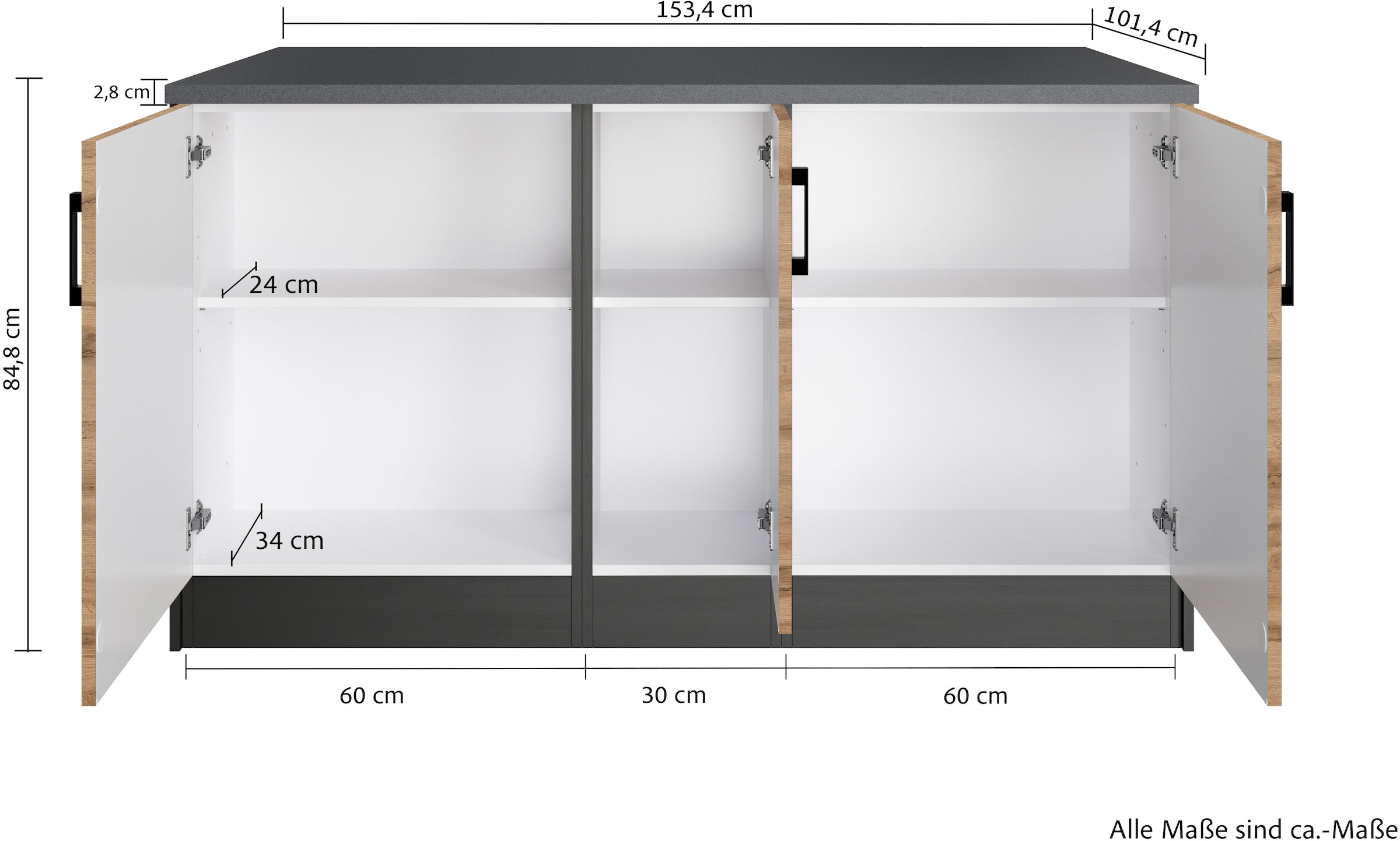 KOCHSTATION Kücheninsel »KS-Toronto«, Breite 153 cm, MDF-Fronten, Flaschenregal