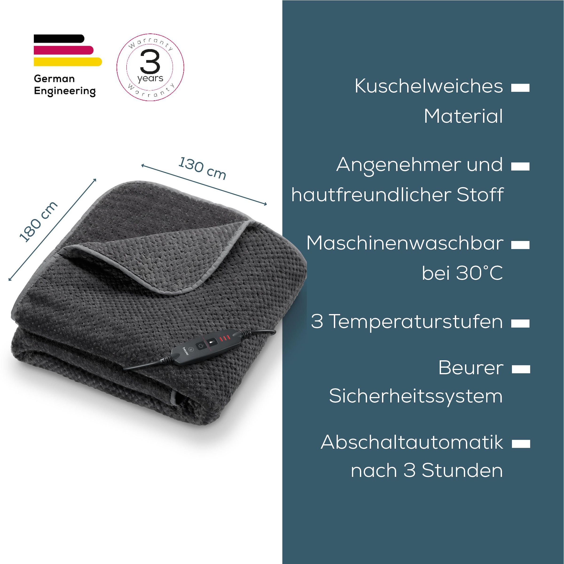 BEURER Heizdecke »HD 65 Dark Grey, aus weichem Stoff«