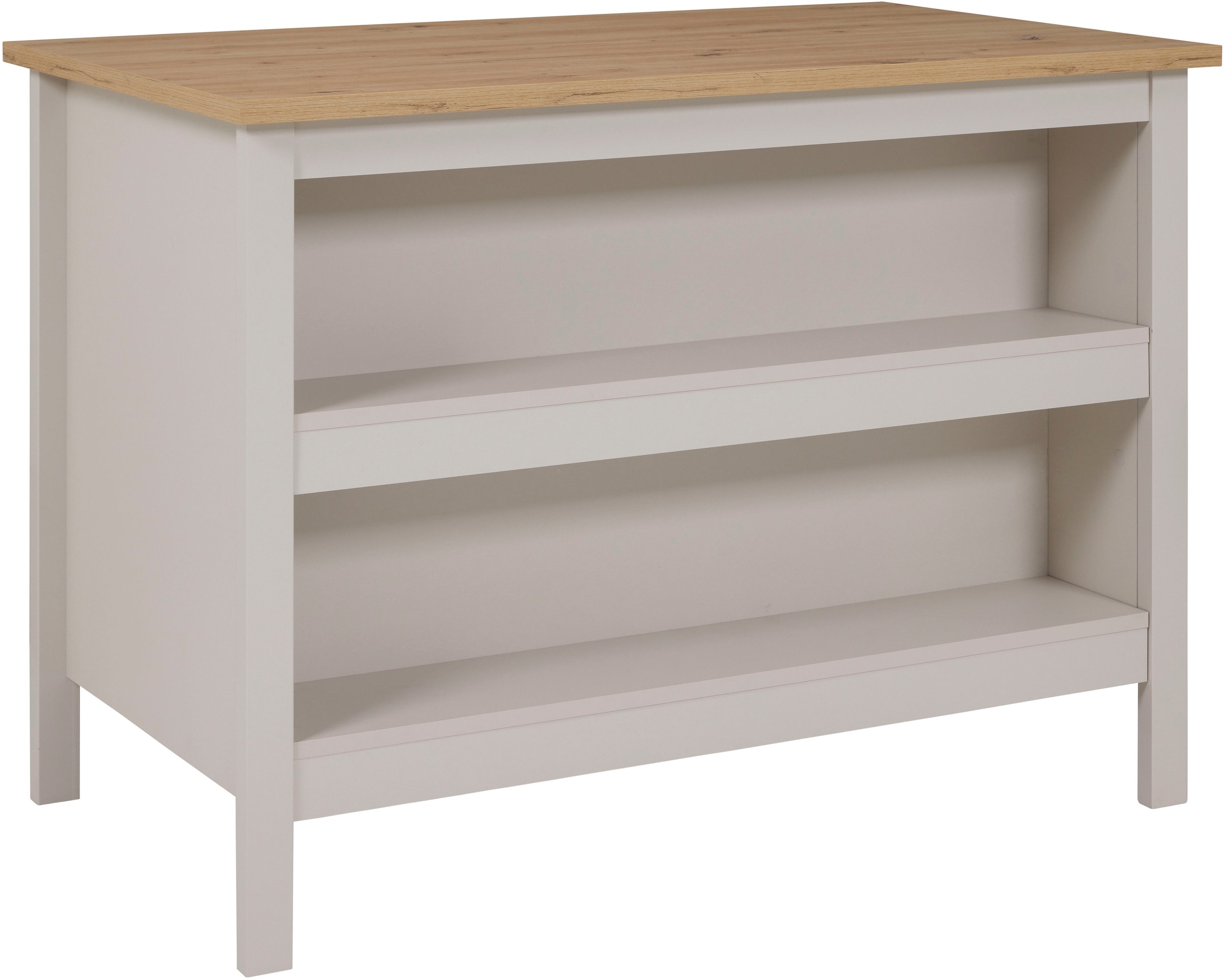 Inter Link Bartisch »Pienza, multifunktional für Küche & Essbereich, Kaschmir, Skandi Look« 1 Stk. tlg. Kücheninsel mit Soft-Close, Platz für 2 Hocker, 124x75x91 cm
