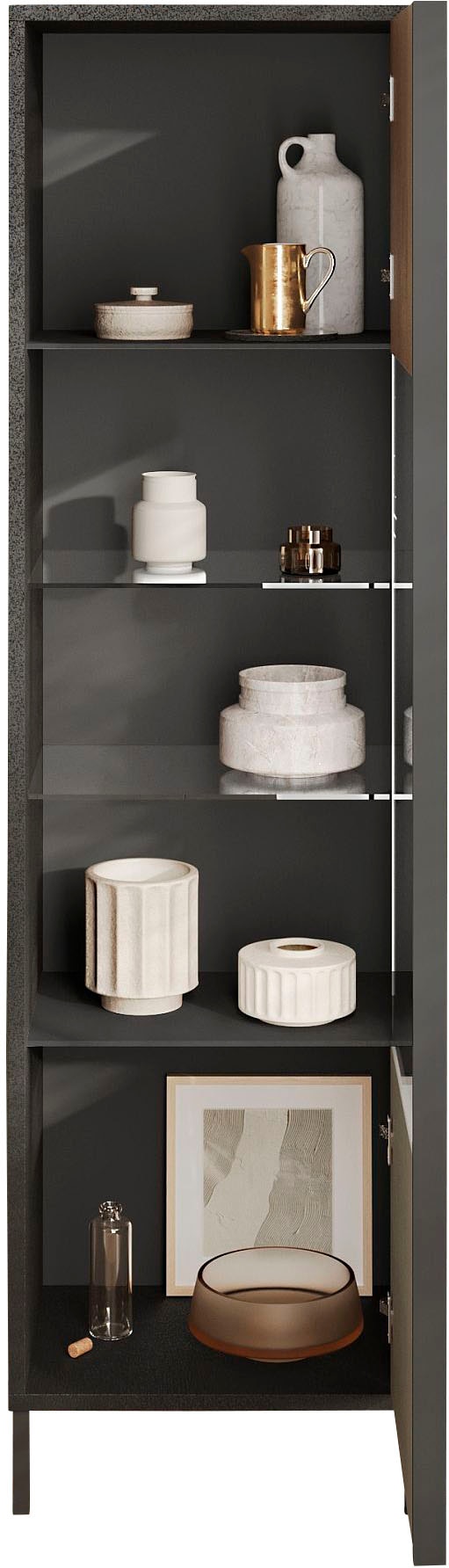 Home affaire Vitrine "Everest Höhe 203 cm, Standvitrine mit 1 Tür" Hochschrank, Anrichte, Soft/Self Closing, Korpus 22 mm