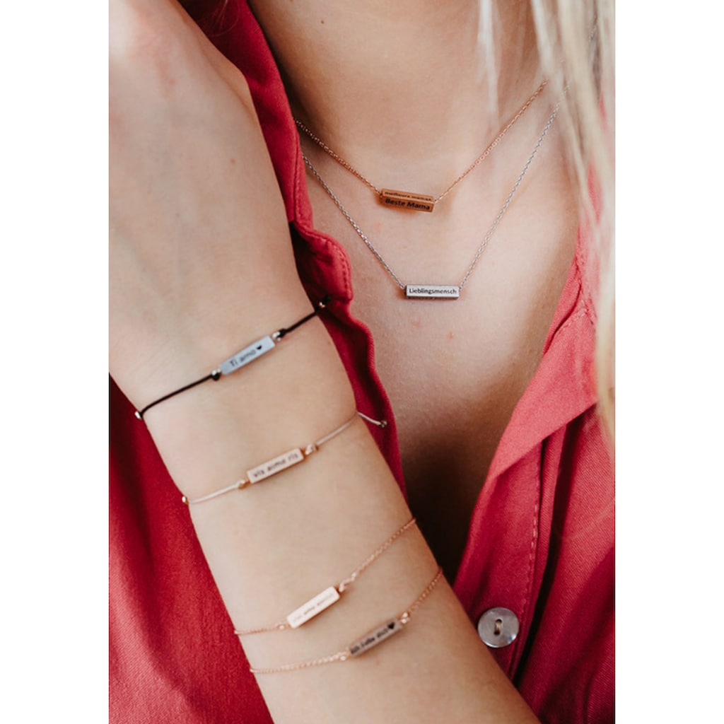 Julie Julsen Armband »CUBE, ROTVERGOLDET, »LEBE LIEBE LACHE«, JJBR0450.2«