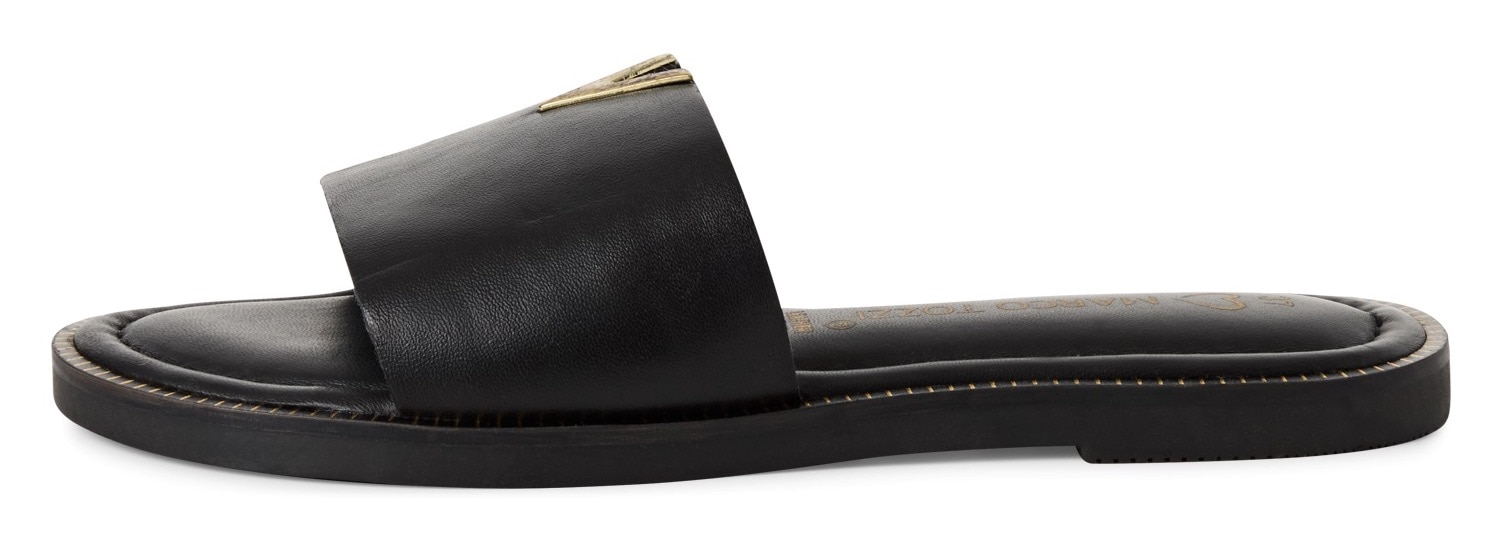 MARCO TOZZI Pantolette, Flats, Sommerschuh mit edlem Schmuckelement