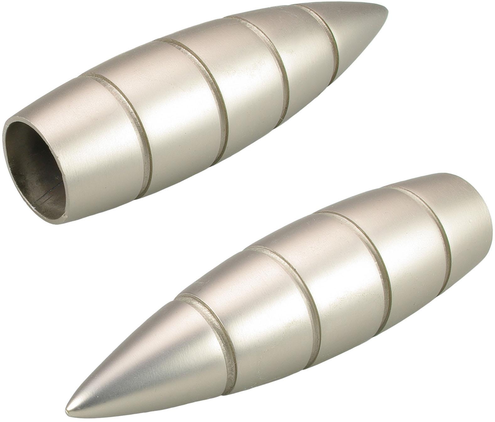 Liedeco Gardinenstangen-Endstück "Bullet mit Rille", (Set, 2 St.), für Gardinenstangen Ø 16 mm