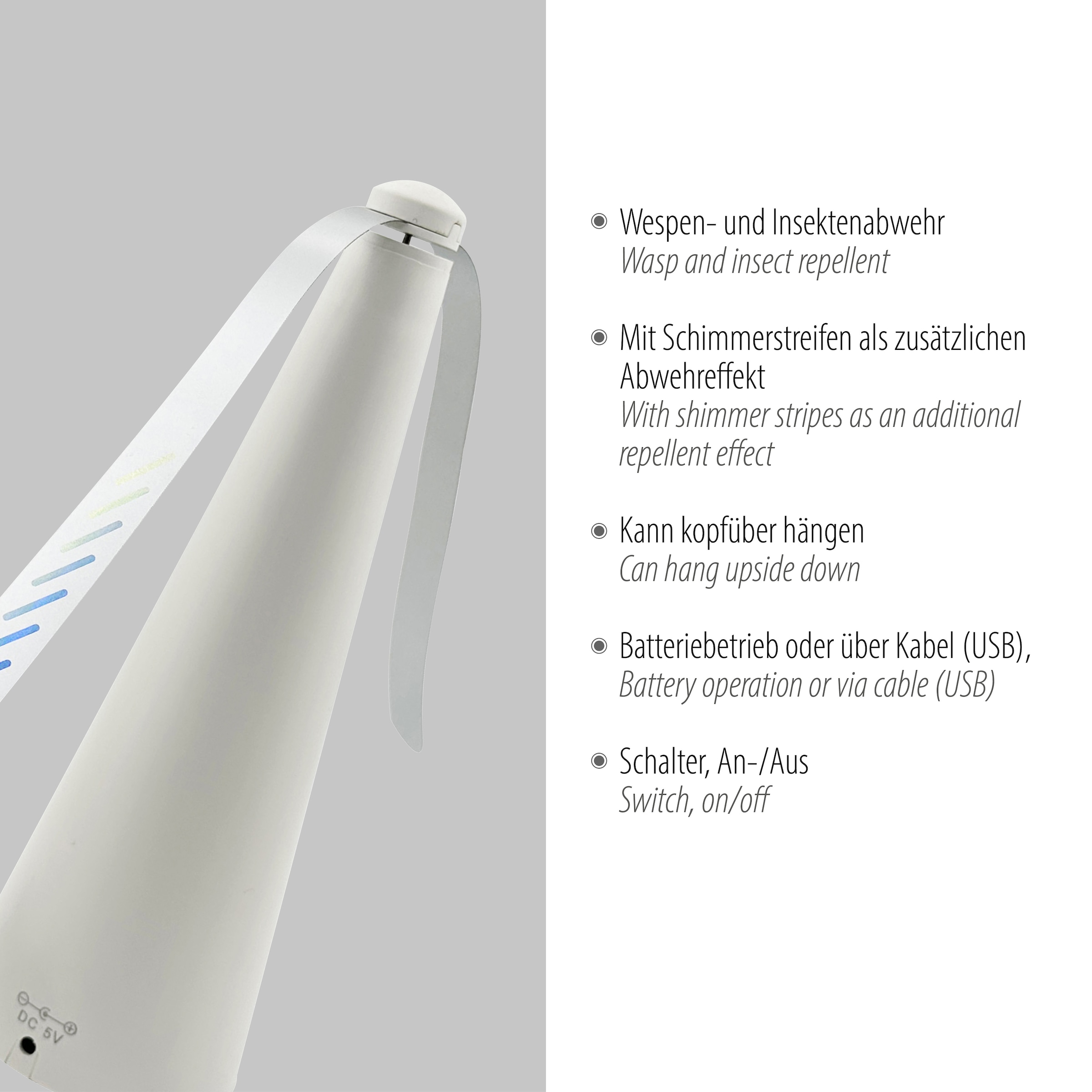 JUST LIGHT Außen-Tischleuchte »Fliegenwedler SWAT« hält lästige Fliegen fern, mit An- / Ausschalter