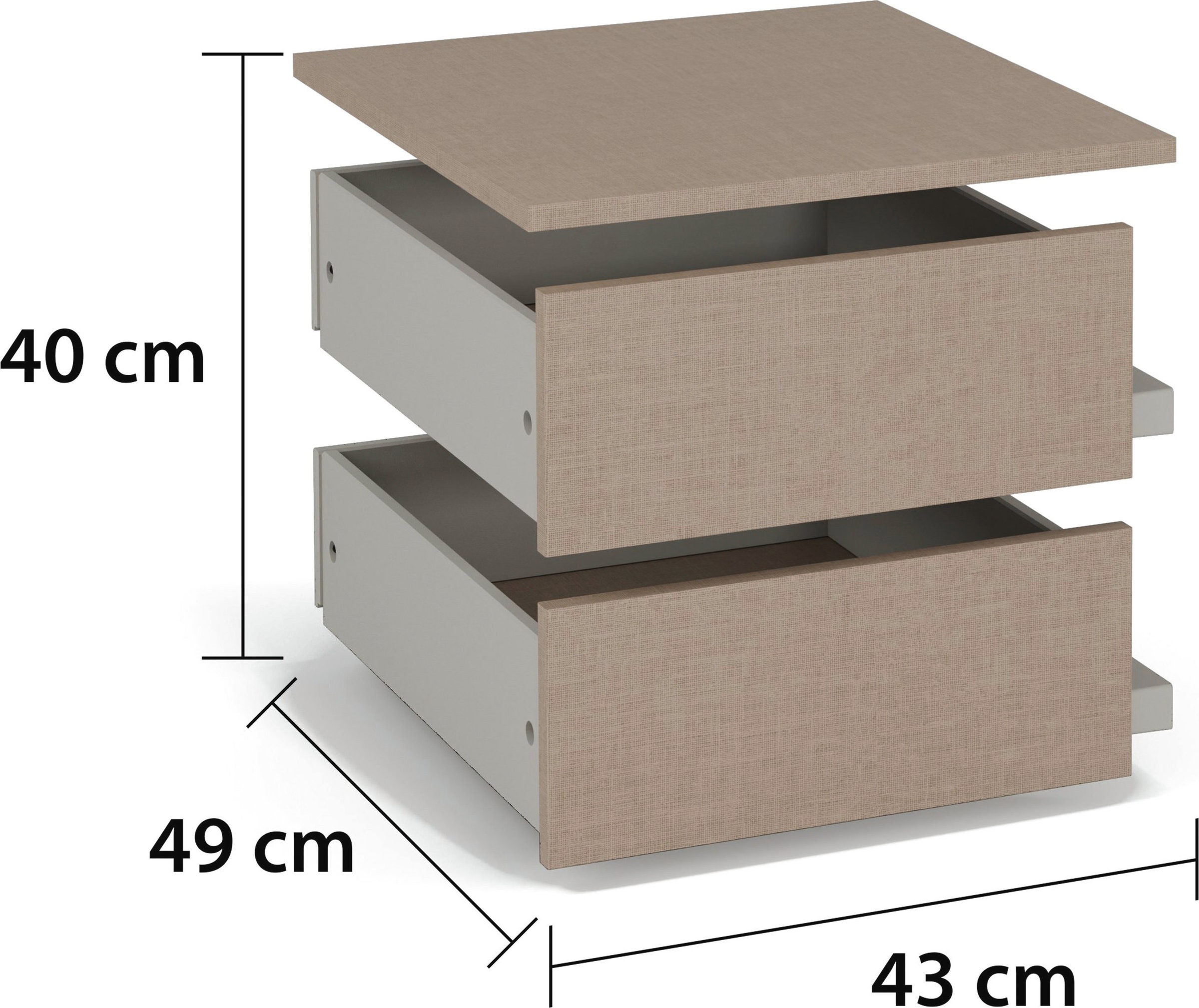 rauch Schubladeneinsatz "Zubehör für rauch-ONE Schränke Kleiderschrank Garderobe" mit 2 Schubladen,Tiefe, 49 cm, MADE IN GERMANY