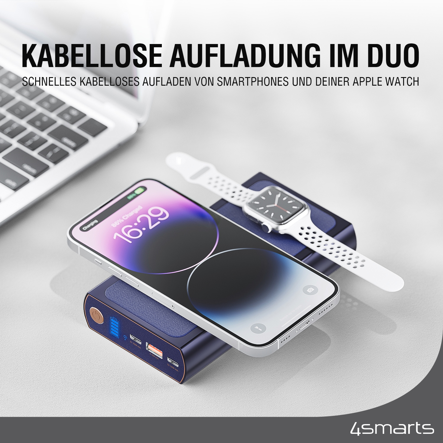 4smarts Powerbank »Powerbank Graphene Pro UltiMag 24000mAh 240W«, 4smarts Powerbank Graphene Pro UltiMag 24000mAh 240W,kobalt, 5000 mAh