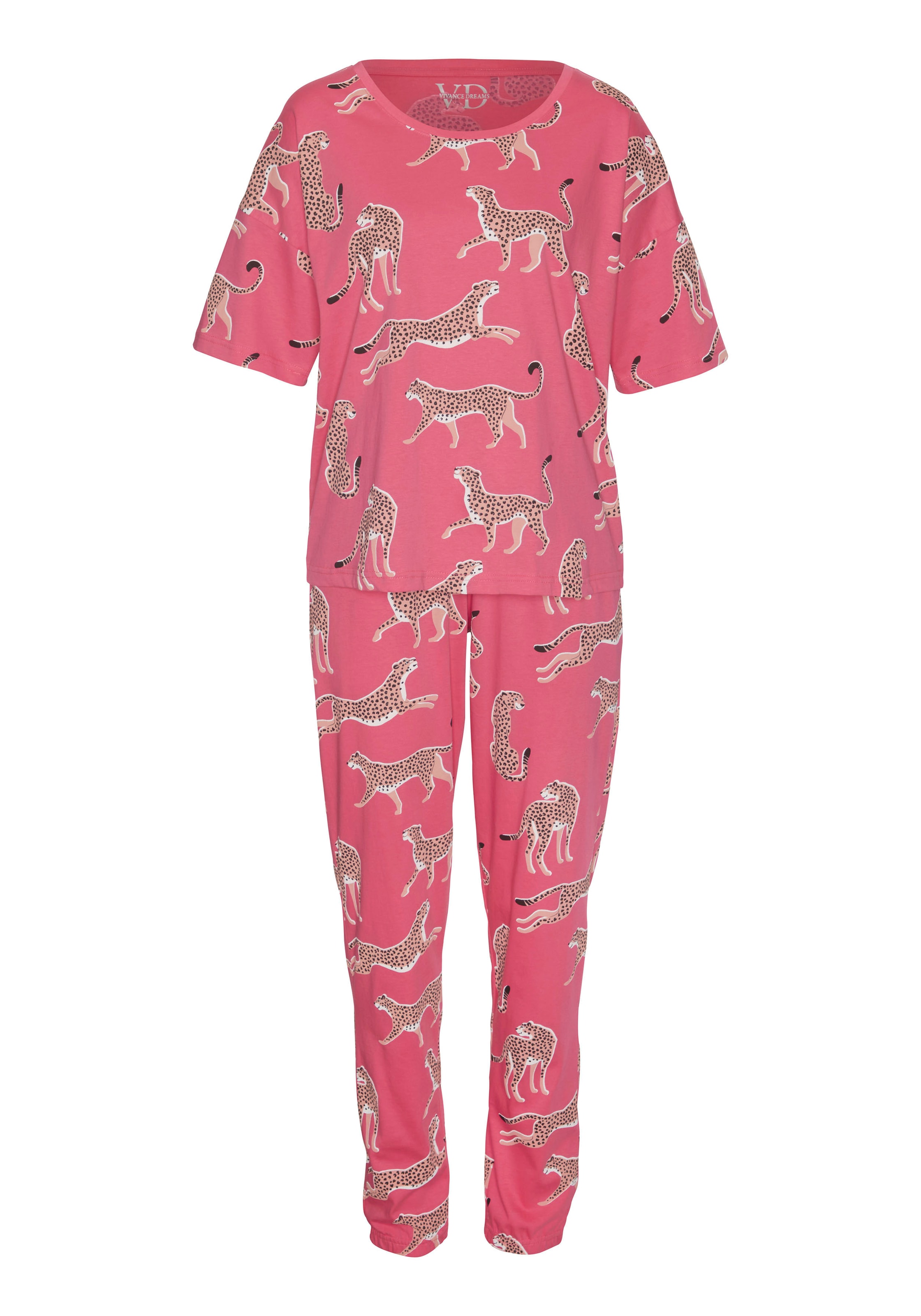 Vivance Dreams Pyjama, (2 tlg.), mt Animal Alloverprint