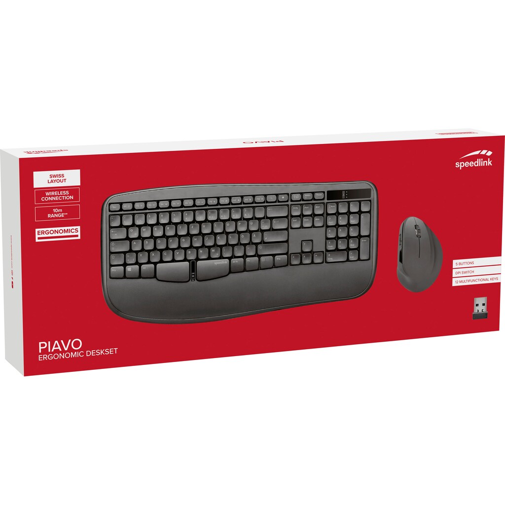 Speedlink ergonomische Maus »PIAVO Tastatur + Maus- Set«