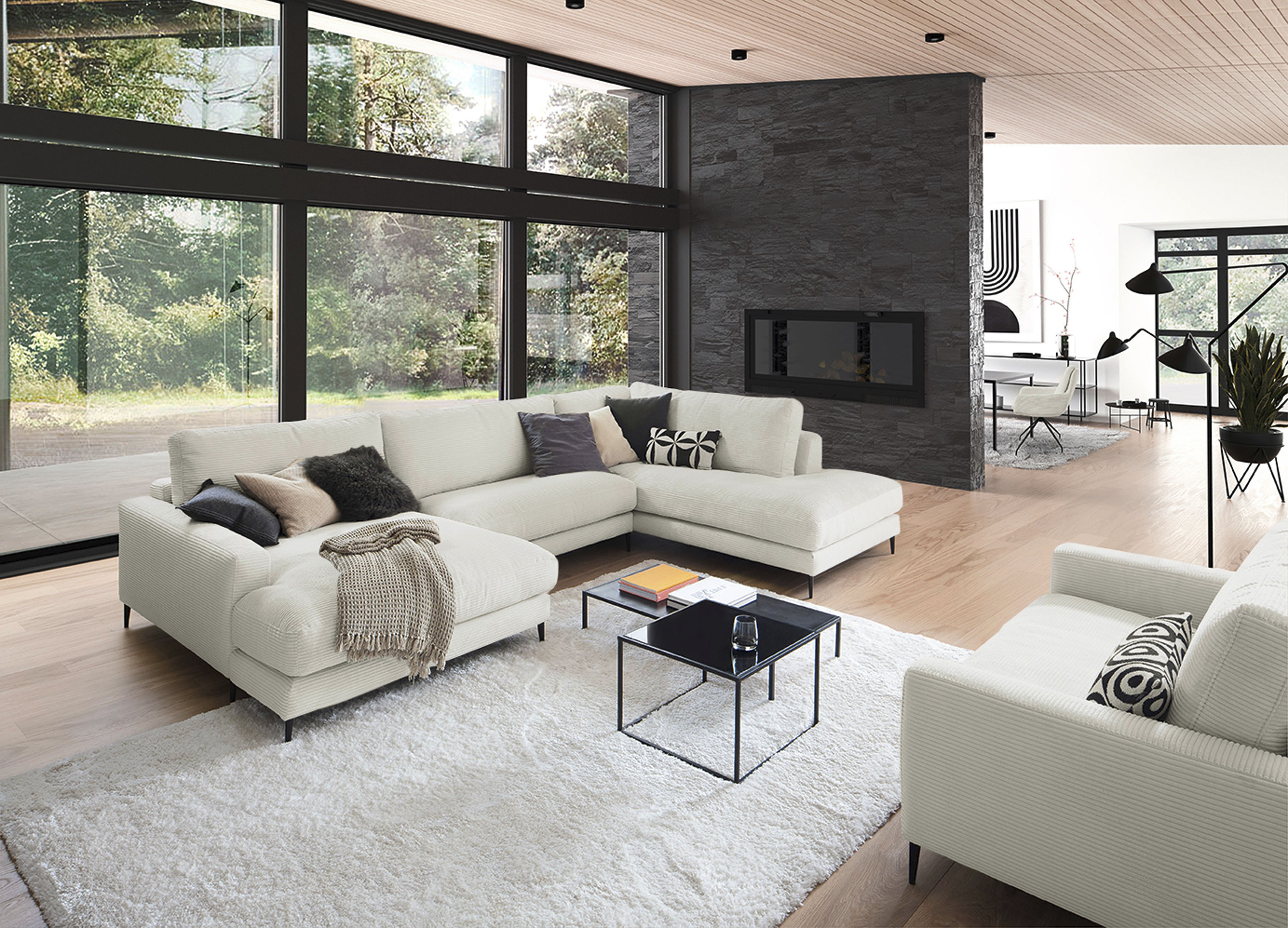 Home affaire Wohnlandschaft "Downtown XXL B/T/H: 341/223/84 cm Loungemöbel zum Relaxen" weicher Sitzkomfort, Cord-Bezug, weicher Sitzkomfort U-Form