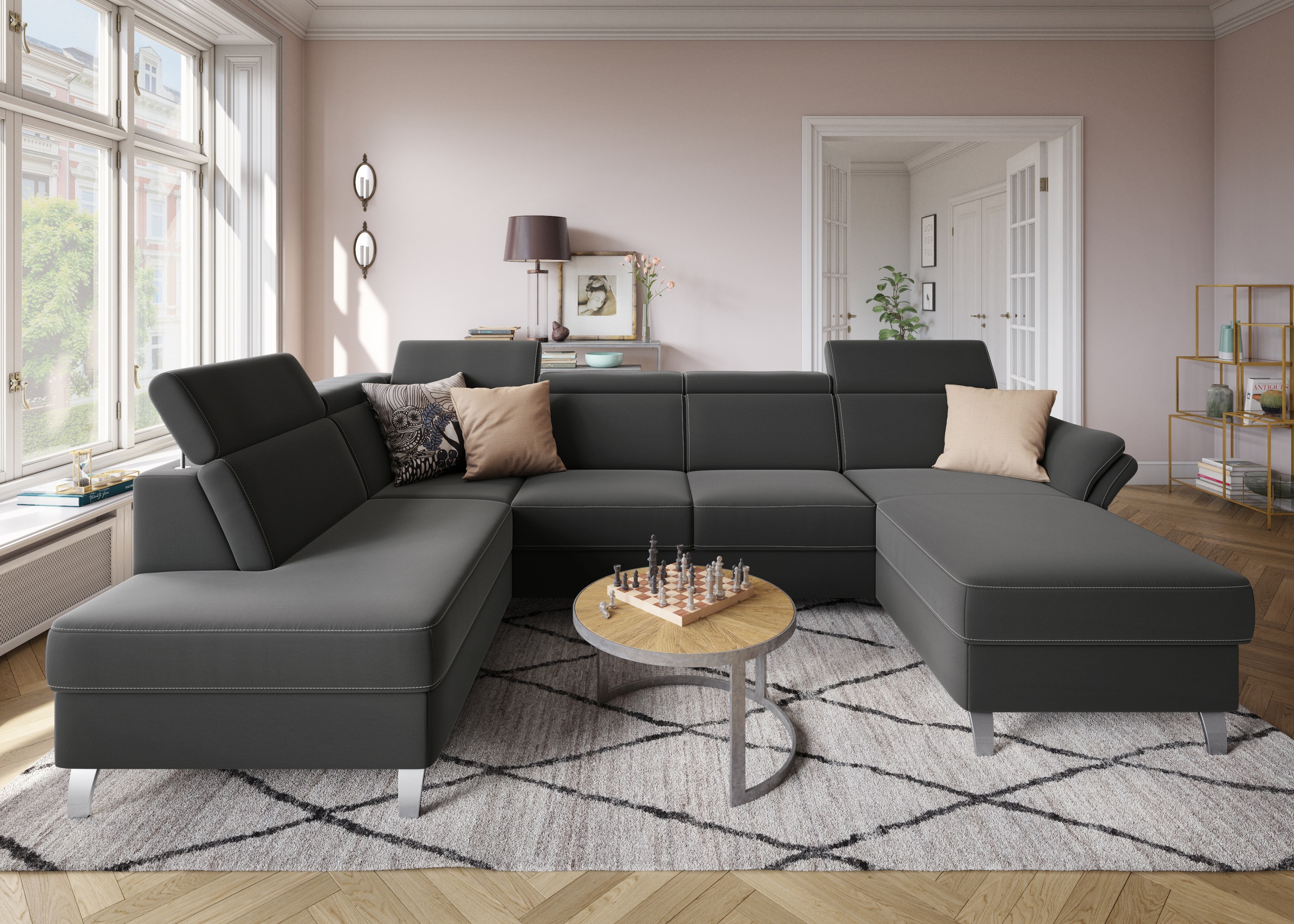 sit&more "Vincenzo U-Form" inklusive Kopfteilverstellung, wahlweise mit Bet günstig online kaufen