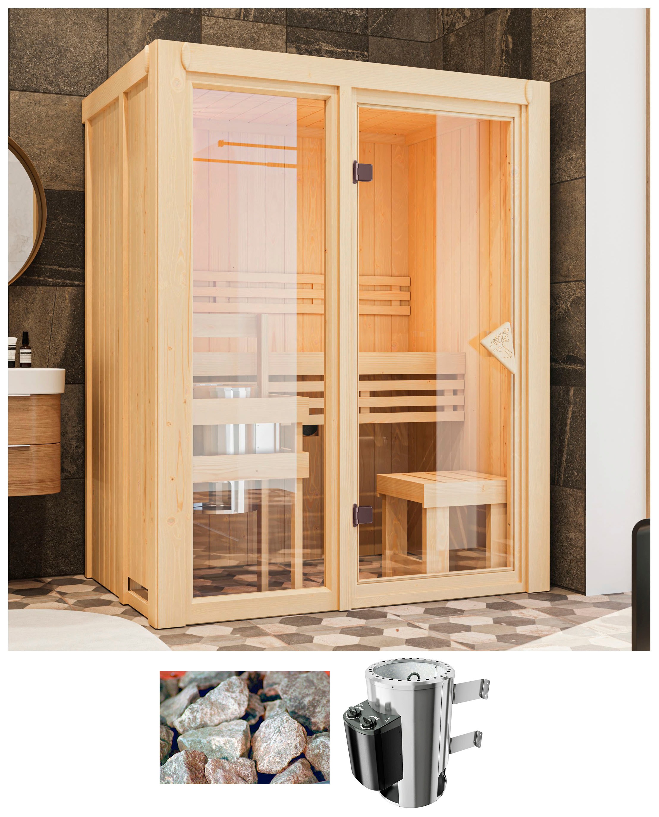 Karibu Sauna "Alani 1" Ofen 3,6 kW intgr. Strg