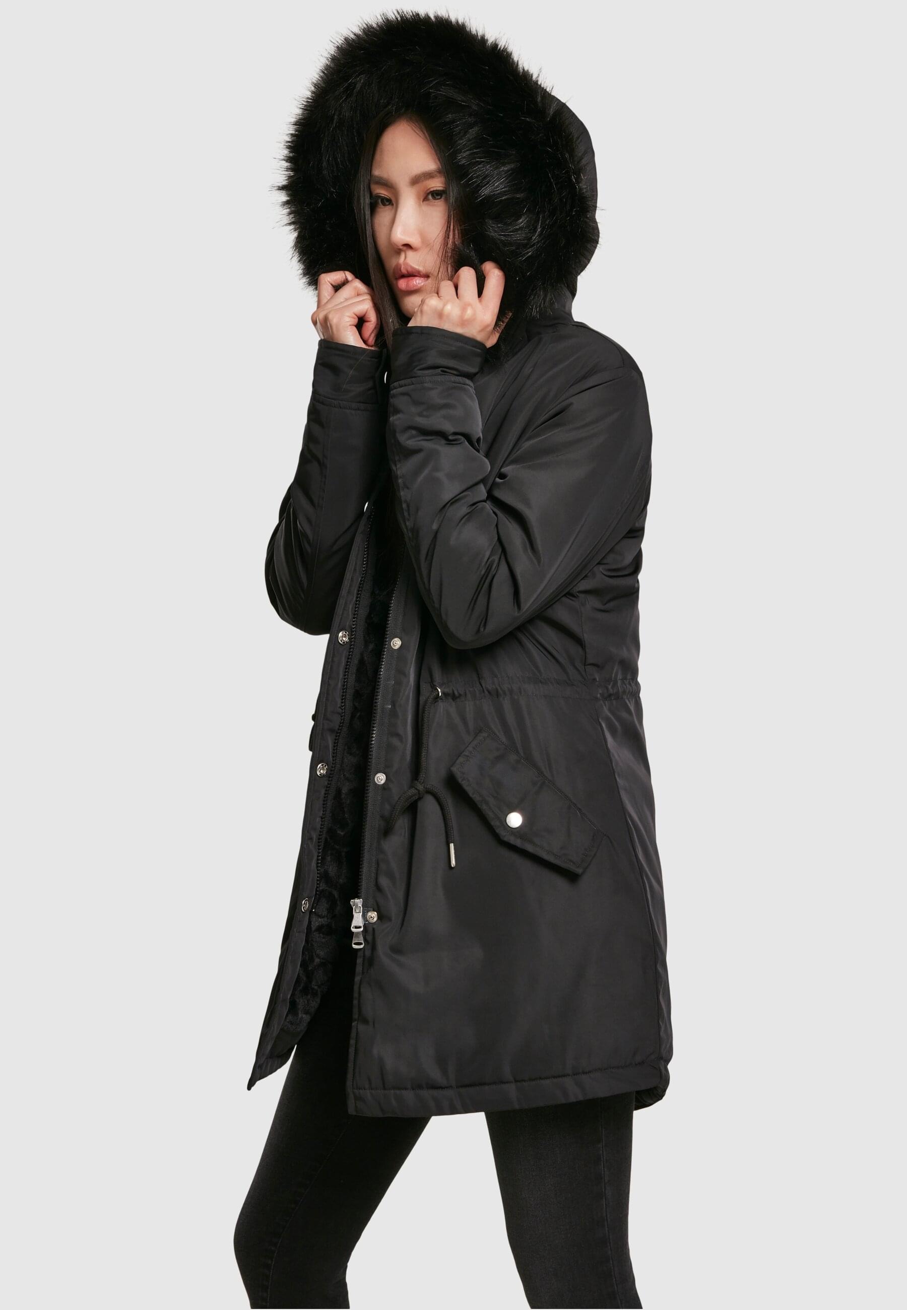 URBAN CLASSICS Winterjacke »Urban Classics Damen Ladies Faux Fur Parka«, (1 St.), mit Kapuze
