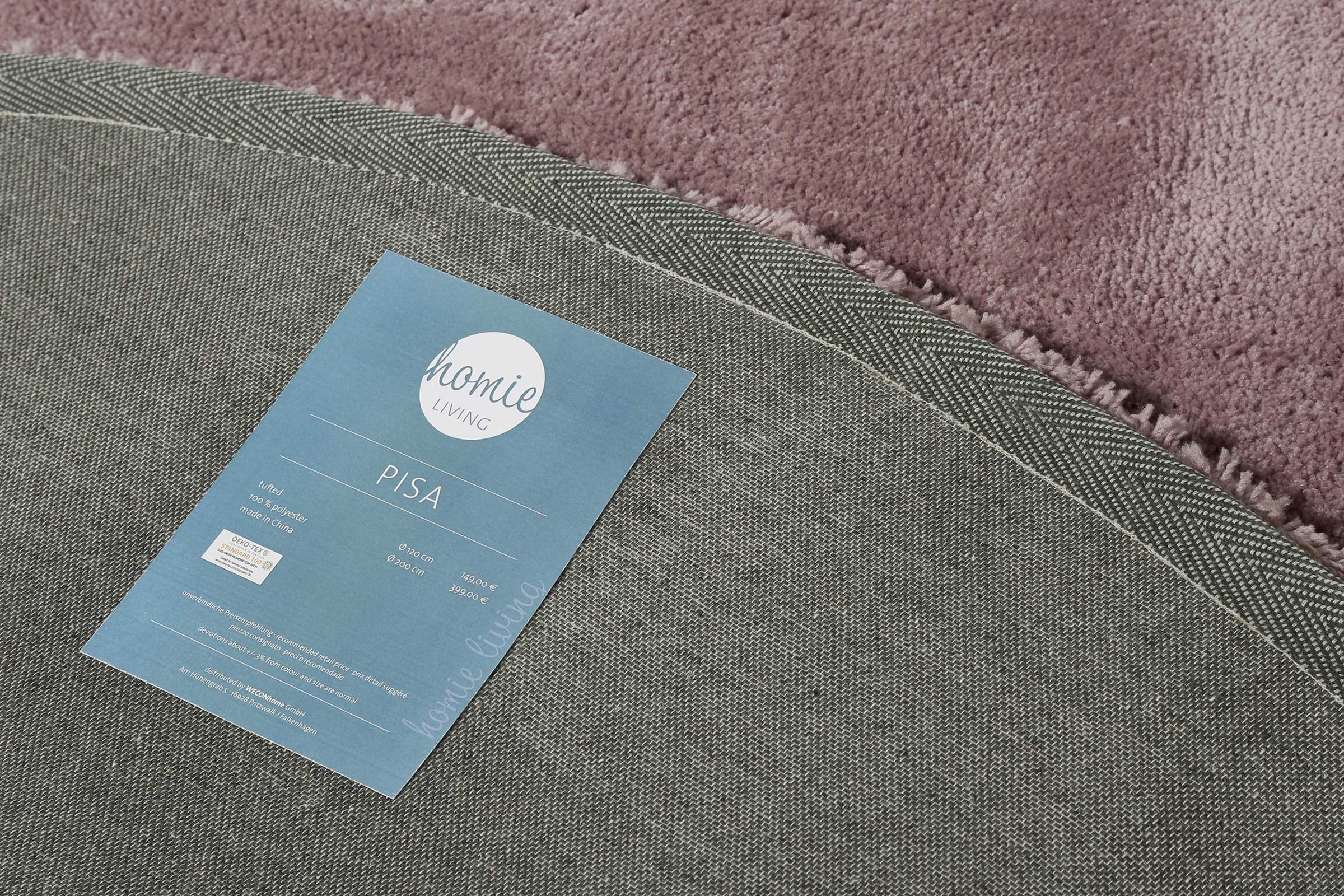 Homie Living Teppich »Pisa«, rund, 25 mm Höhe, Hochflor, Microfaser, uni, weich, Shaggy, Wohnzimmer, Schlafzimmer