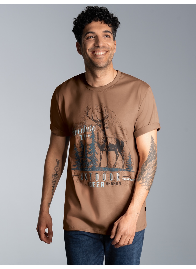 Trigema T-Shirt »TRIGEMA T-Shirt mit großem Hirsch-Printmotiv«, (1 tlg.)