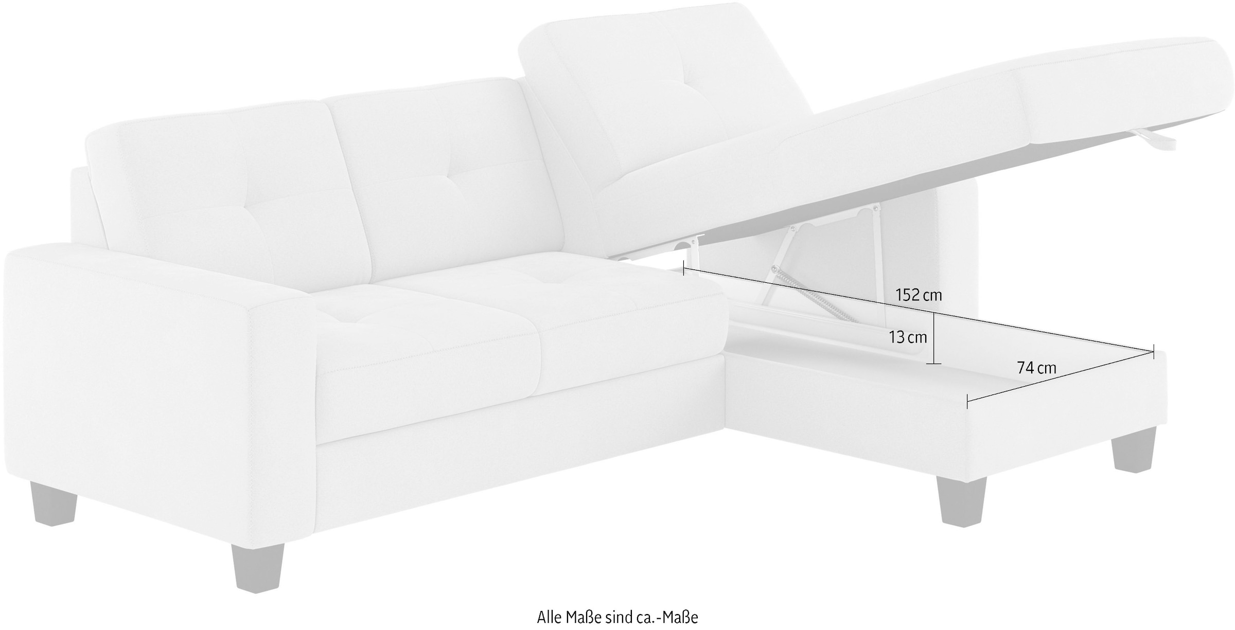 Places of Style Ecksofa »Varese L-Form«, Kreuznaht in beige