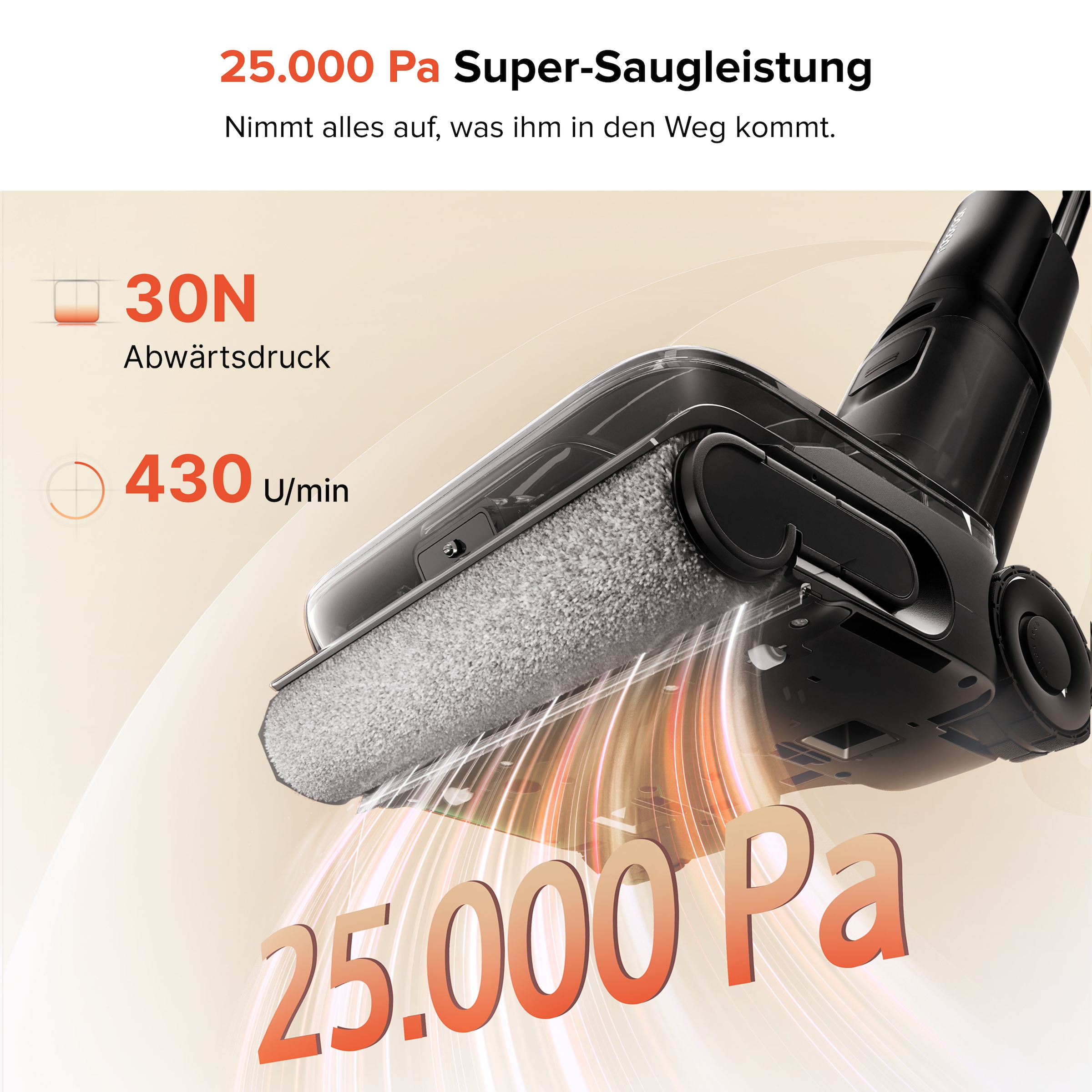 Roborock Nass-Trocken-Akkusauger »F25 ACE Pro« 25.000 Pa, 95 °C Selbstreinigung, Dock-Trocknung und App-Anpassung