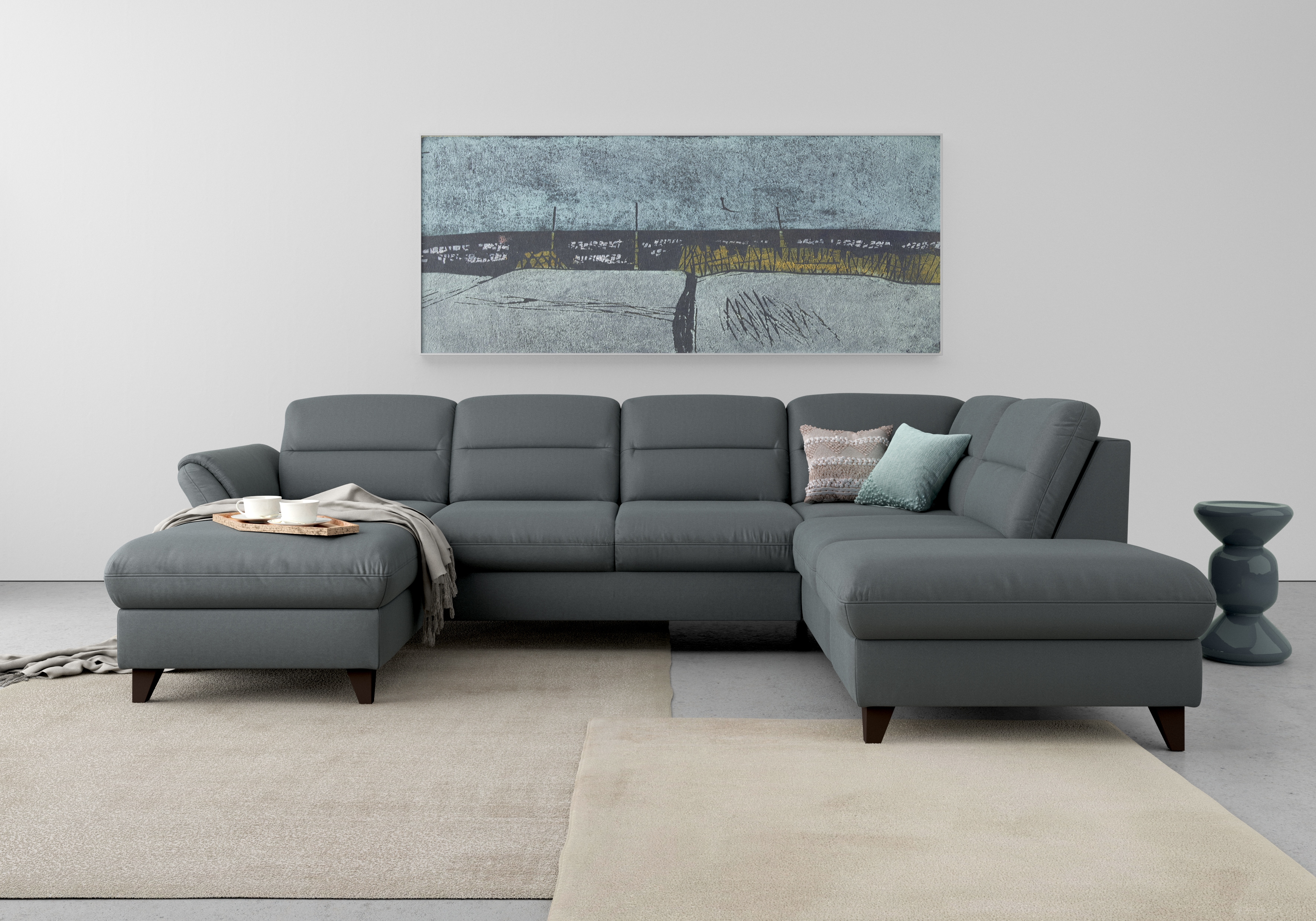 sit&more Wohnlandschaft "Mellum U-Form" Federkern, wahlweise mit Schlaffunktion, Stauraum und Armteilfunktion