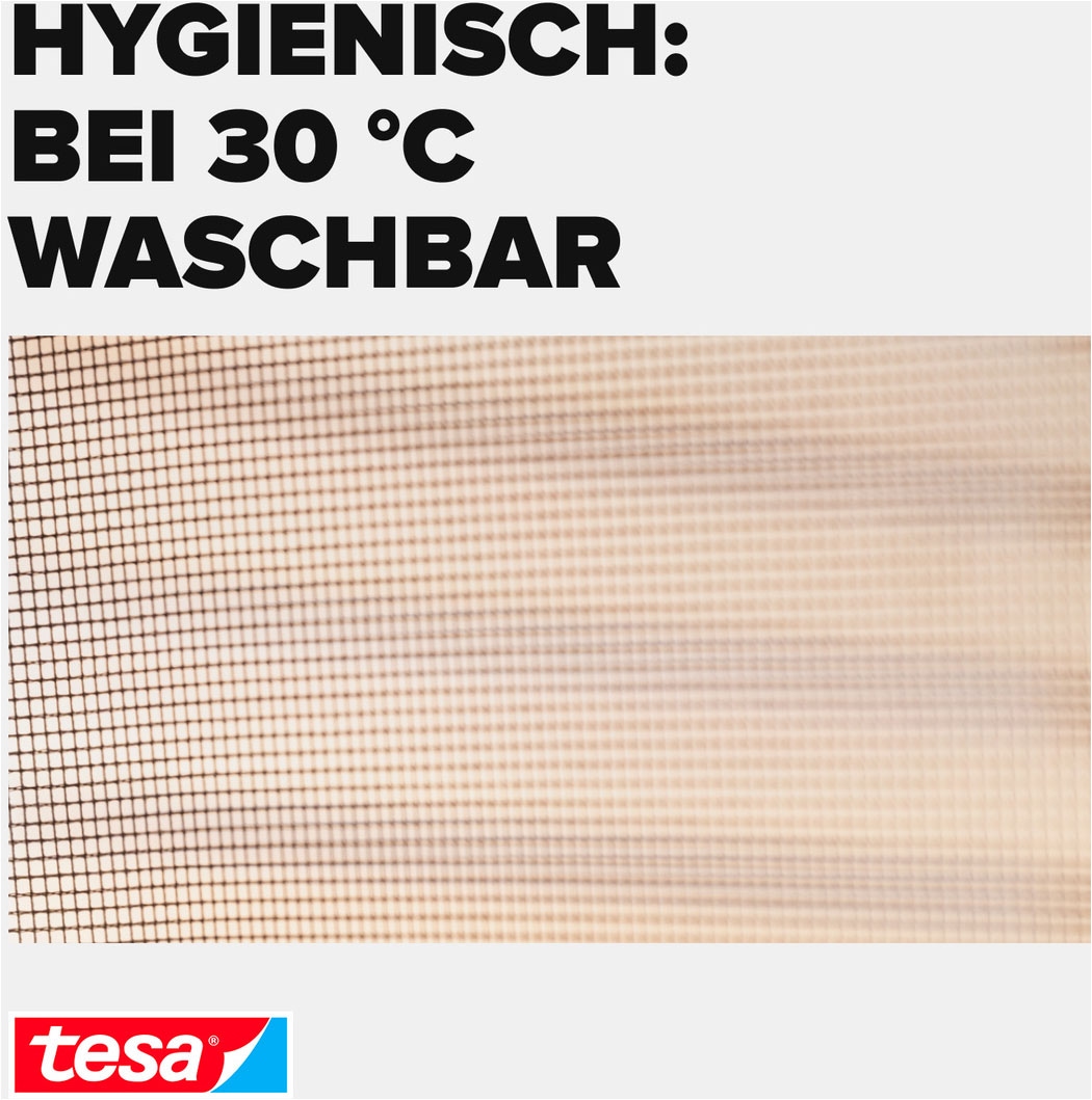 tesa Insektenschutz-Tür »Klett Fliegengitter Premium für Türen - ohne Bohren« Packung, Fliegennetz, Klettband, 1 Stk. tlg. selbstklebende Insektenschutz - (2 x 65cm )120cm x 250cm