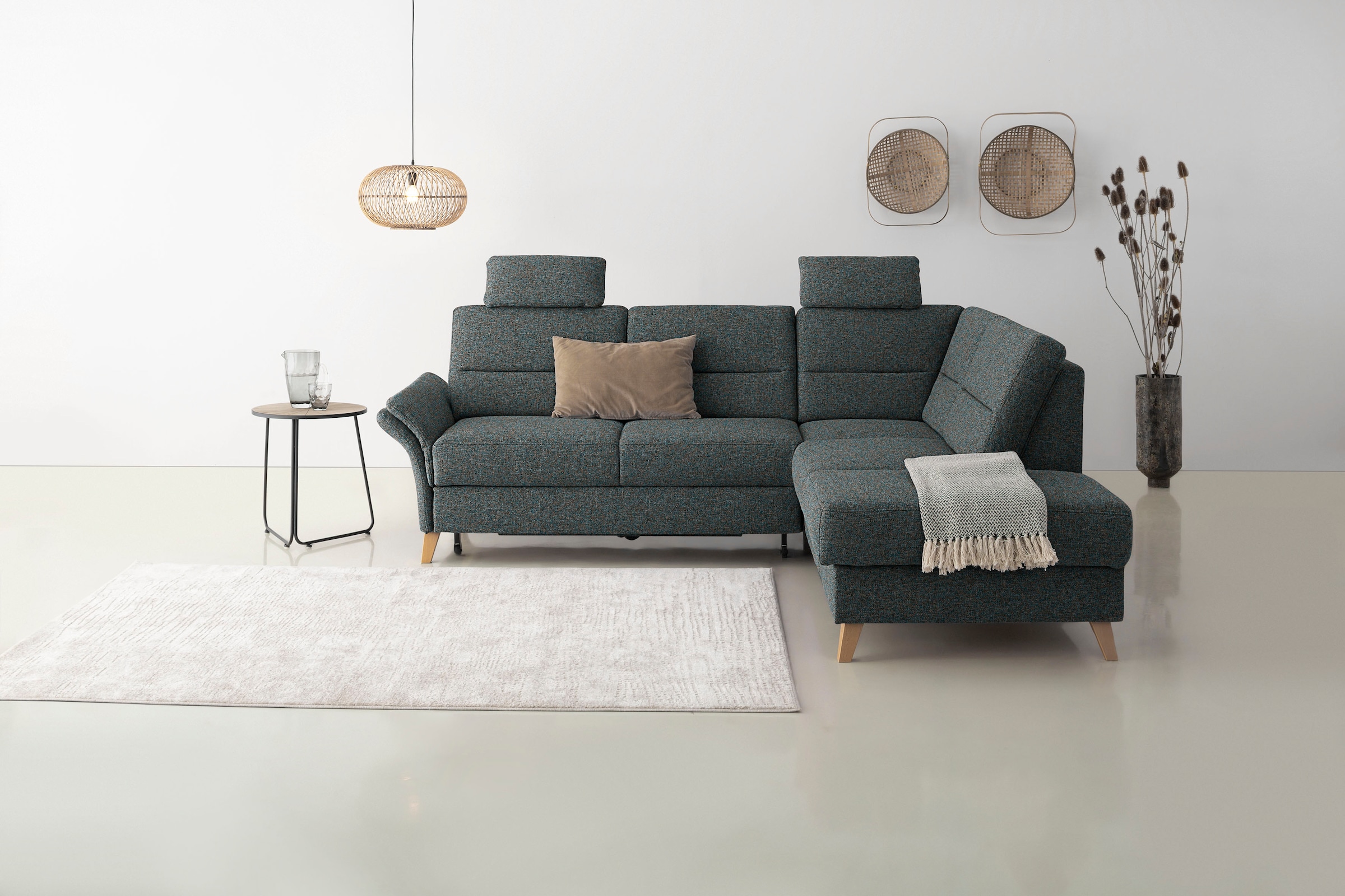OTTO home Ecksofa "Westerland L-Form" Federkern-Polsterung, wahlweise mit Schlaffunktion, Bettkasten