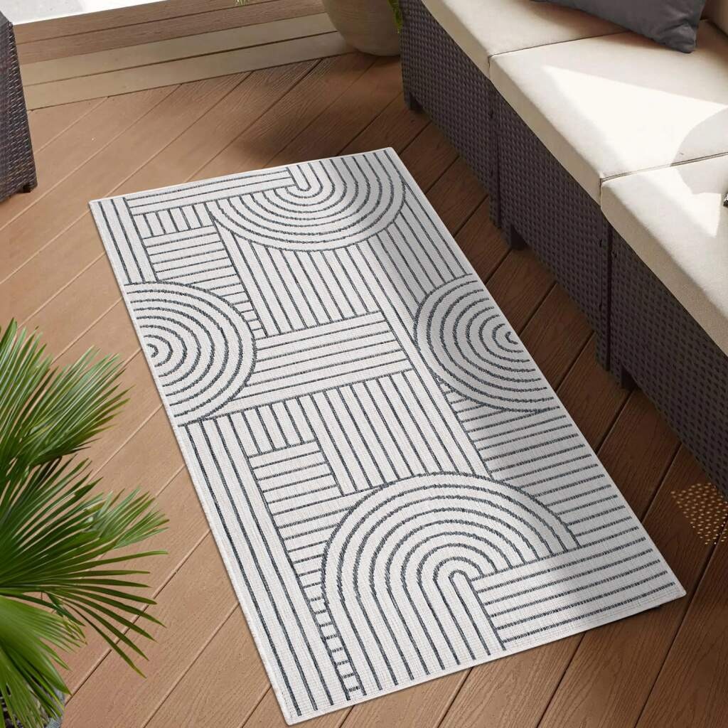 Carpet City Outdoorteppich »DUO RUG 5842« rechteckig 5 mm Höhe Wendeteppich Wetterfest In- & Outdoor, Balkon, Terrasse, Wohnzimmer