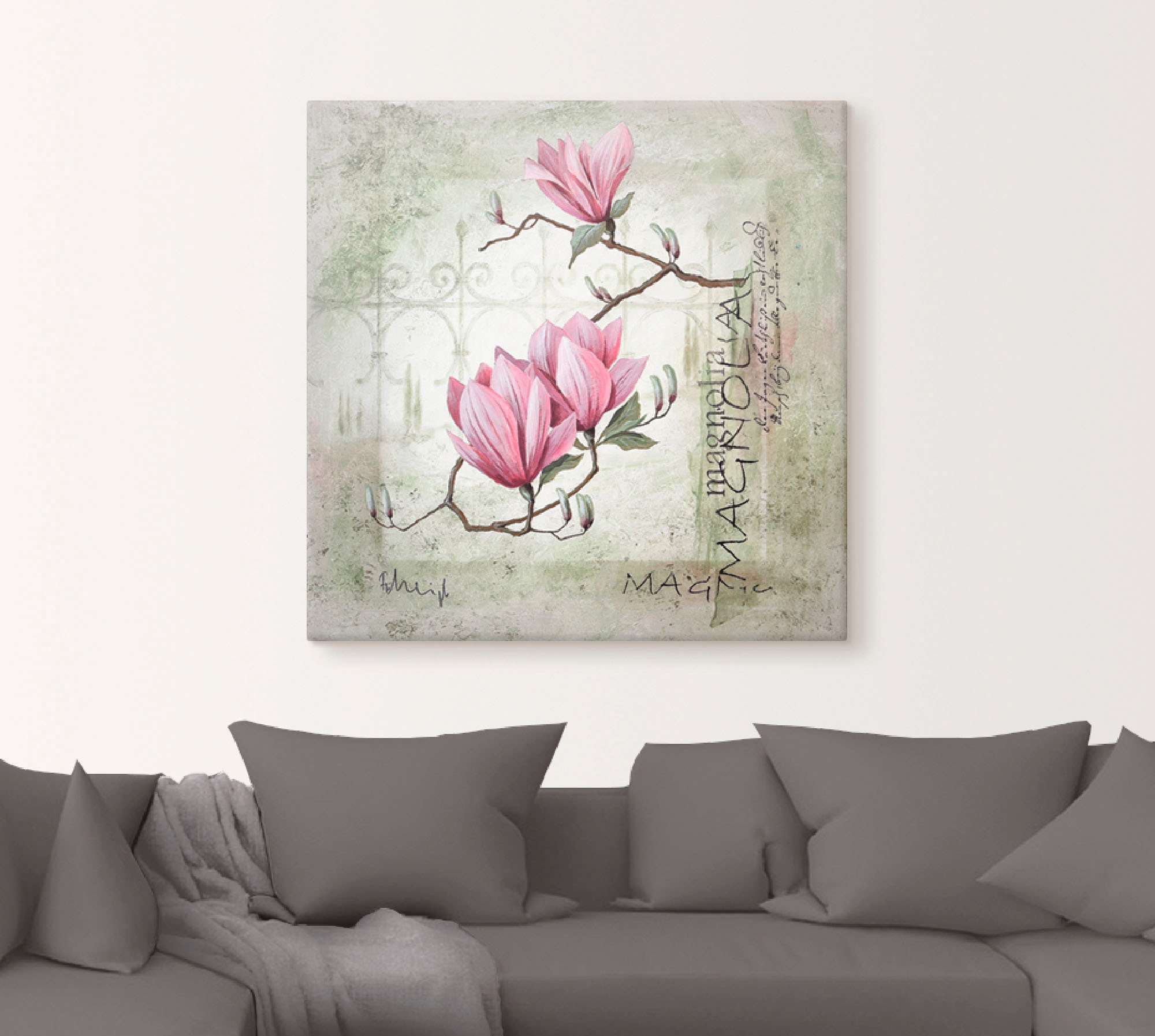 Artland Wandbild »Pinke Magnolie«, Blumen, Größen Poster Wandaufkleber | bestellen BAUR als oder St.), versch. in (1 Leinwandbild