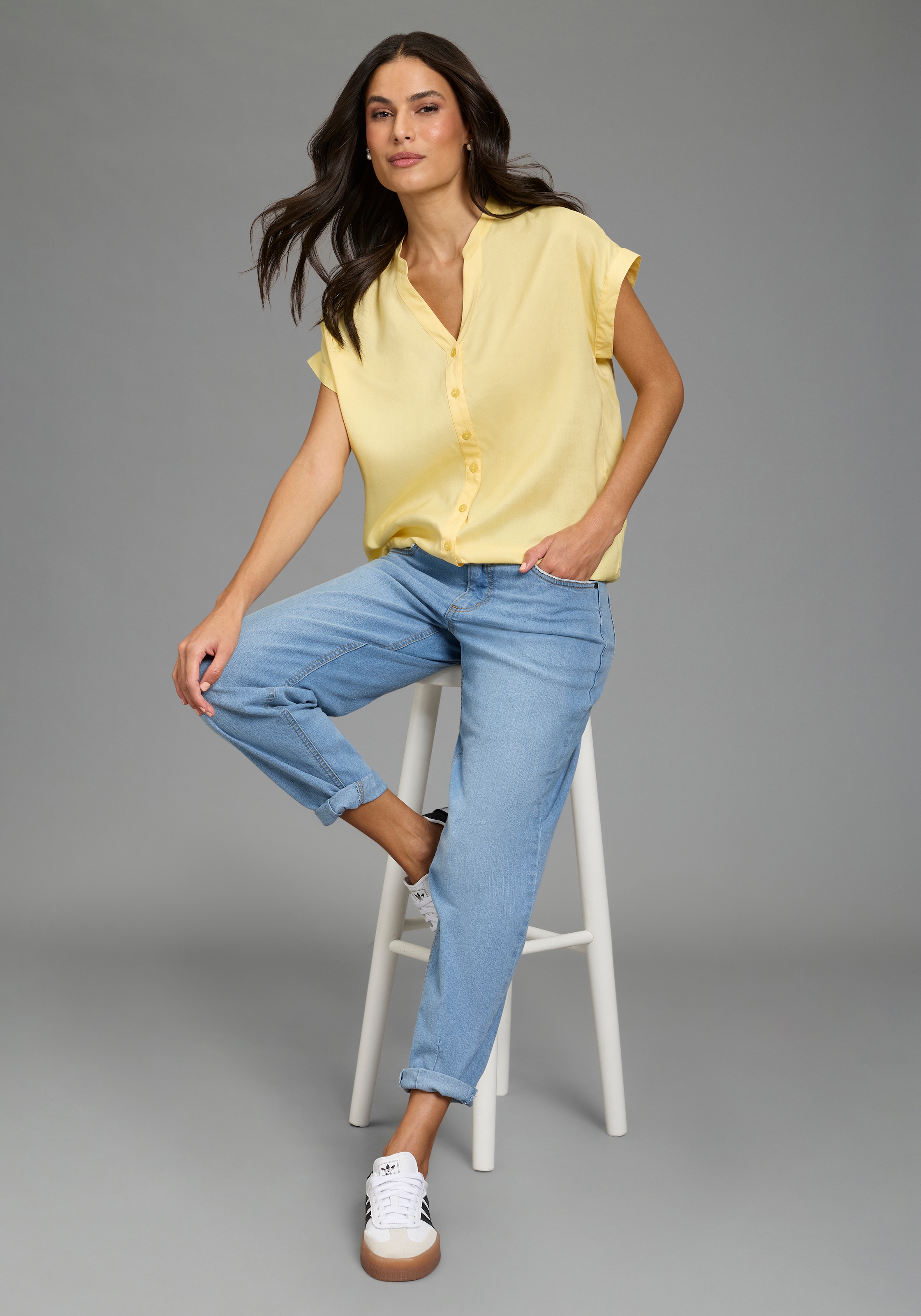 Boysen's Hemdbluse im Oversized-Style mit Ballonsaum