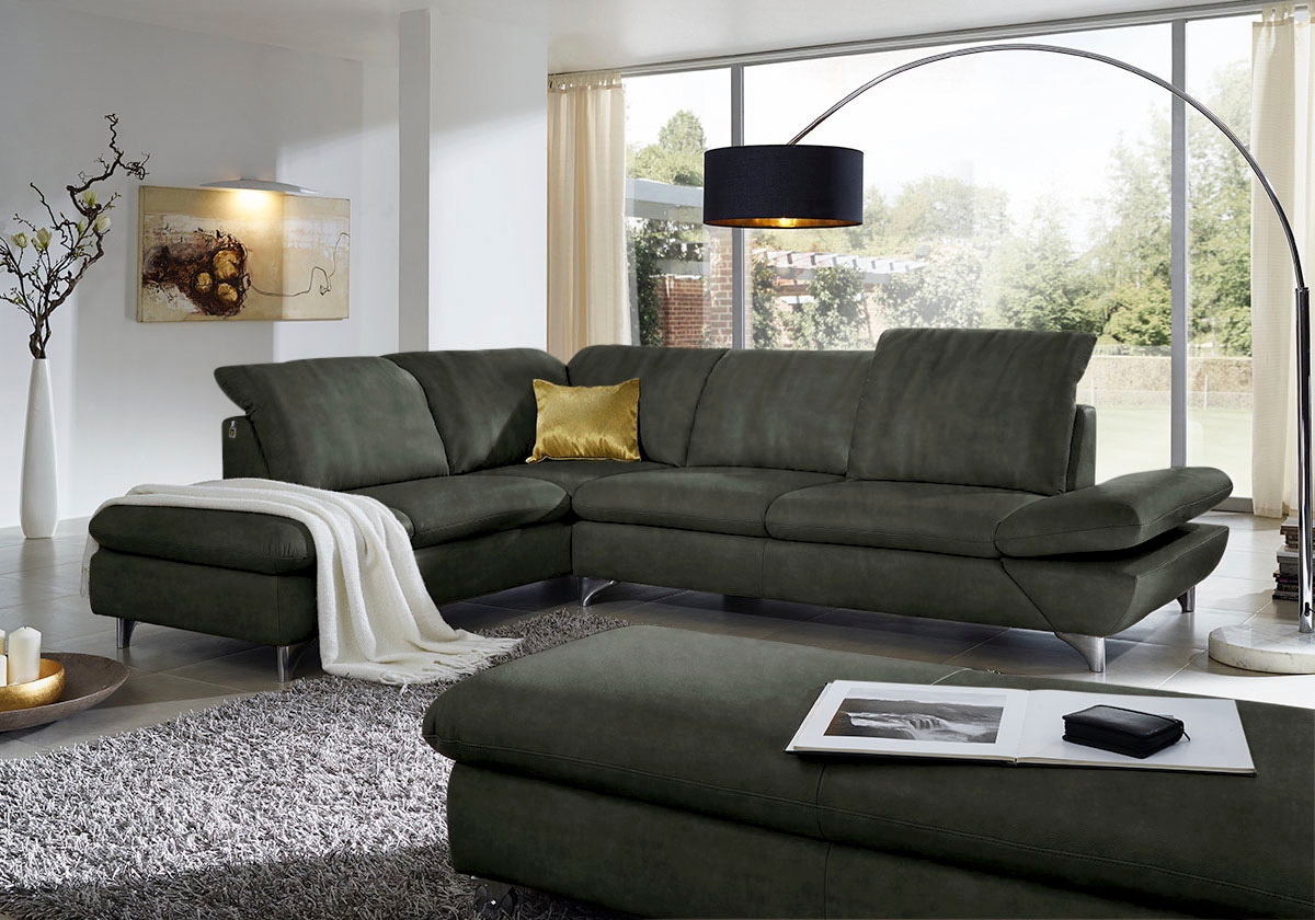 W.SCHILLIG Ecksofa "Taoo, elegant und zeitlos, bequem, L-Form, Breite 296cm" mit Sitziefenverstellung & Kopfteilverstellung