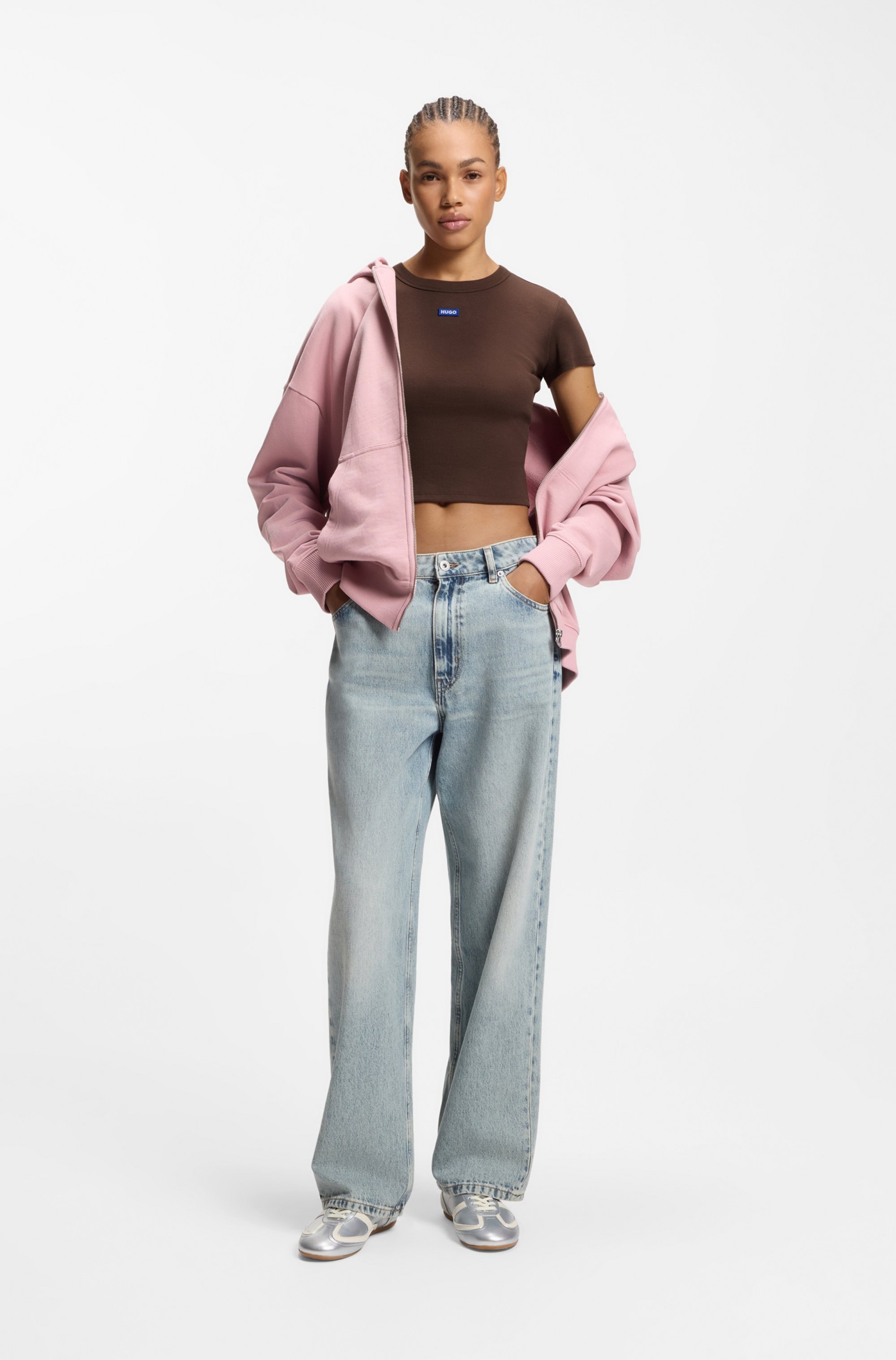 Thumbnail - HUGO Blue T-Shirt "Baby Tee" in verkürzter Länge