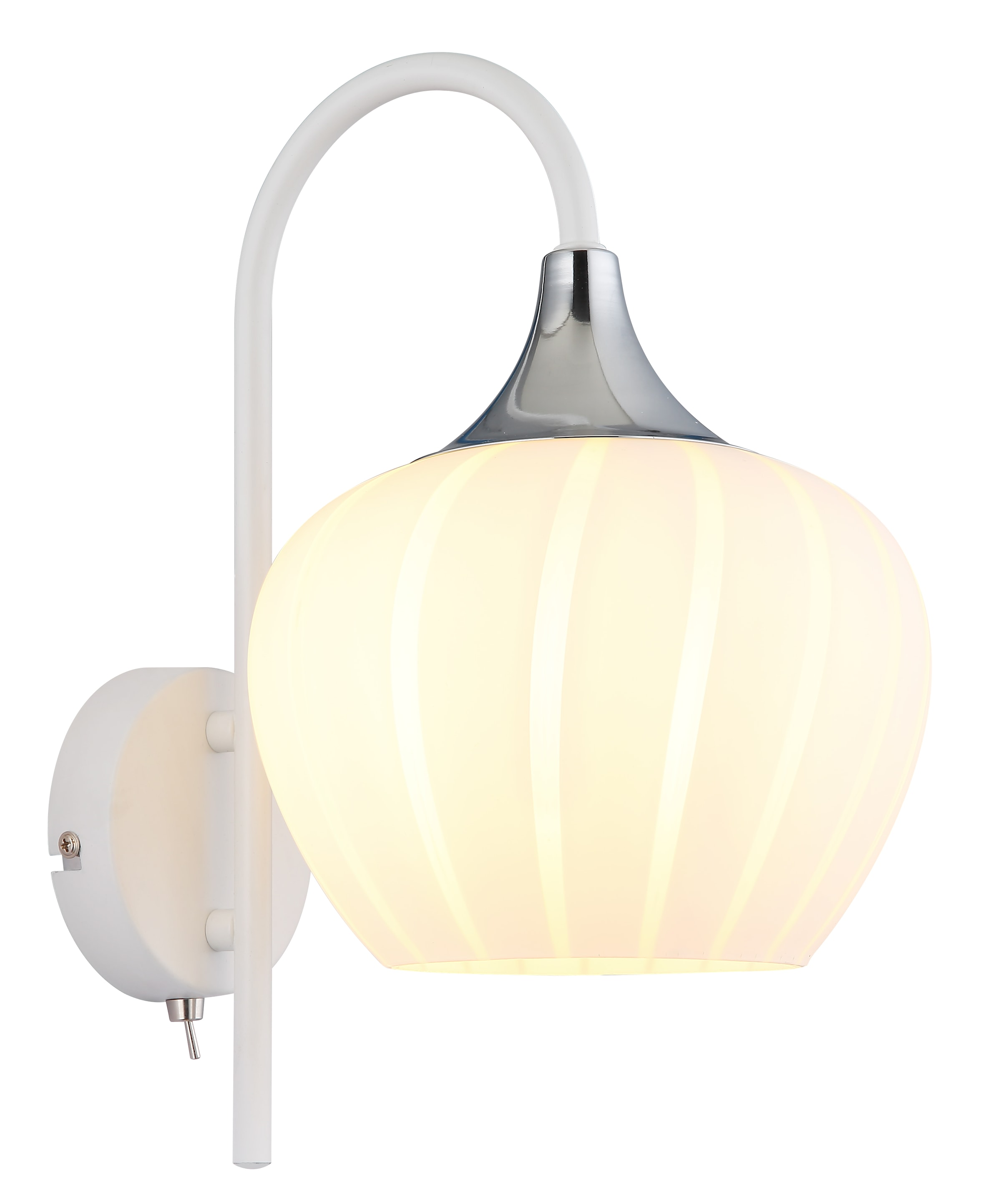 GLOBO LIGHTING Wandleuchte »MAXY«, Leuchtmittel E27 | ohne Leuchtmittel, Wandlampe/Metall/Glas Dekorillen/Lichtschein: abwärts/weiß chrom