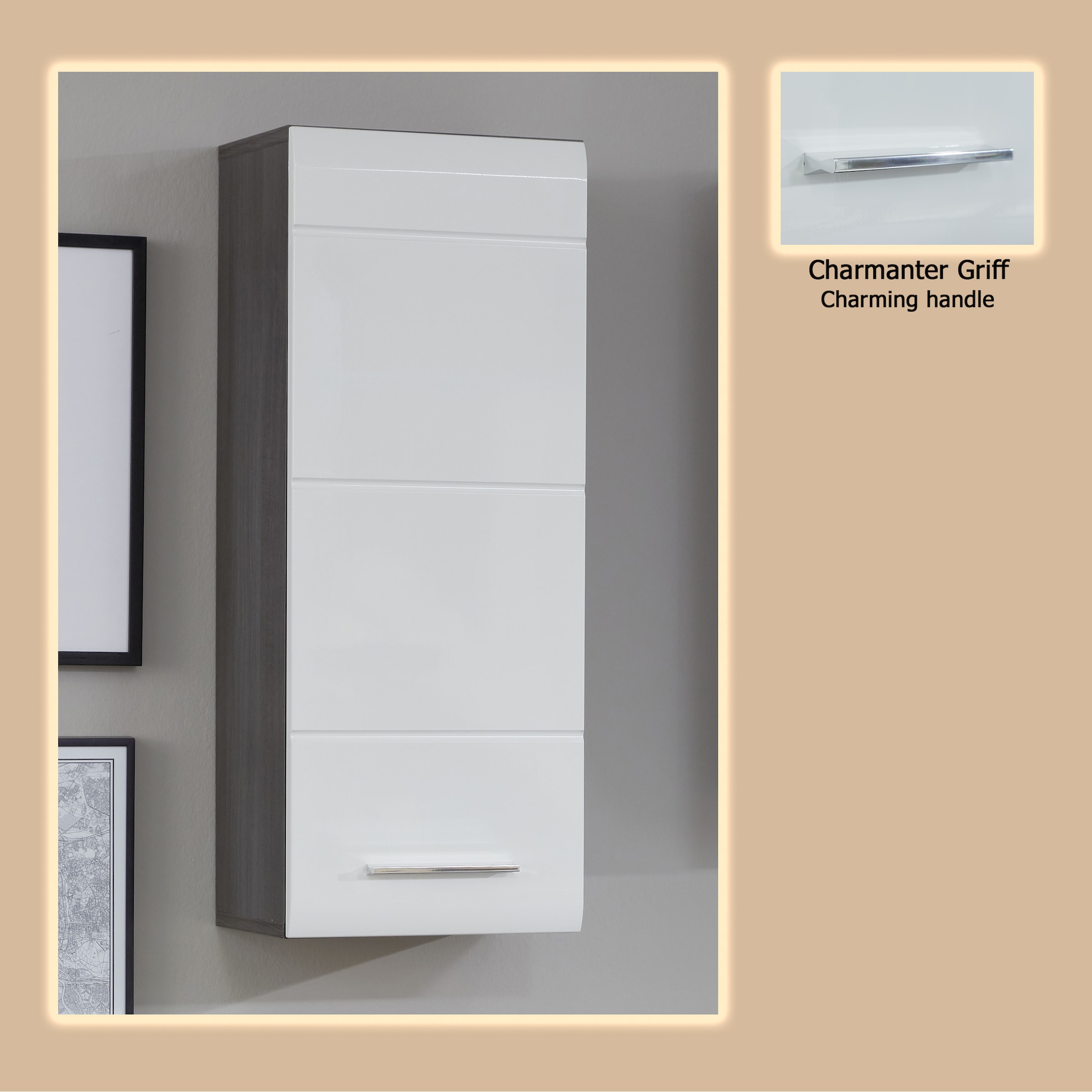 welltime Hängeschrank »Sovana« Badezimmerschrank mit 2 Fächern in Weiß - (B/T/H) 30/24/77 cm