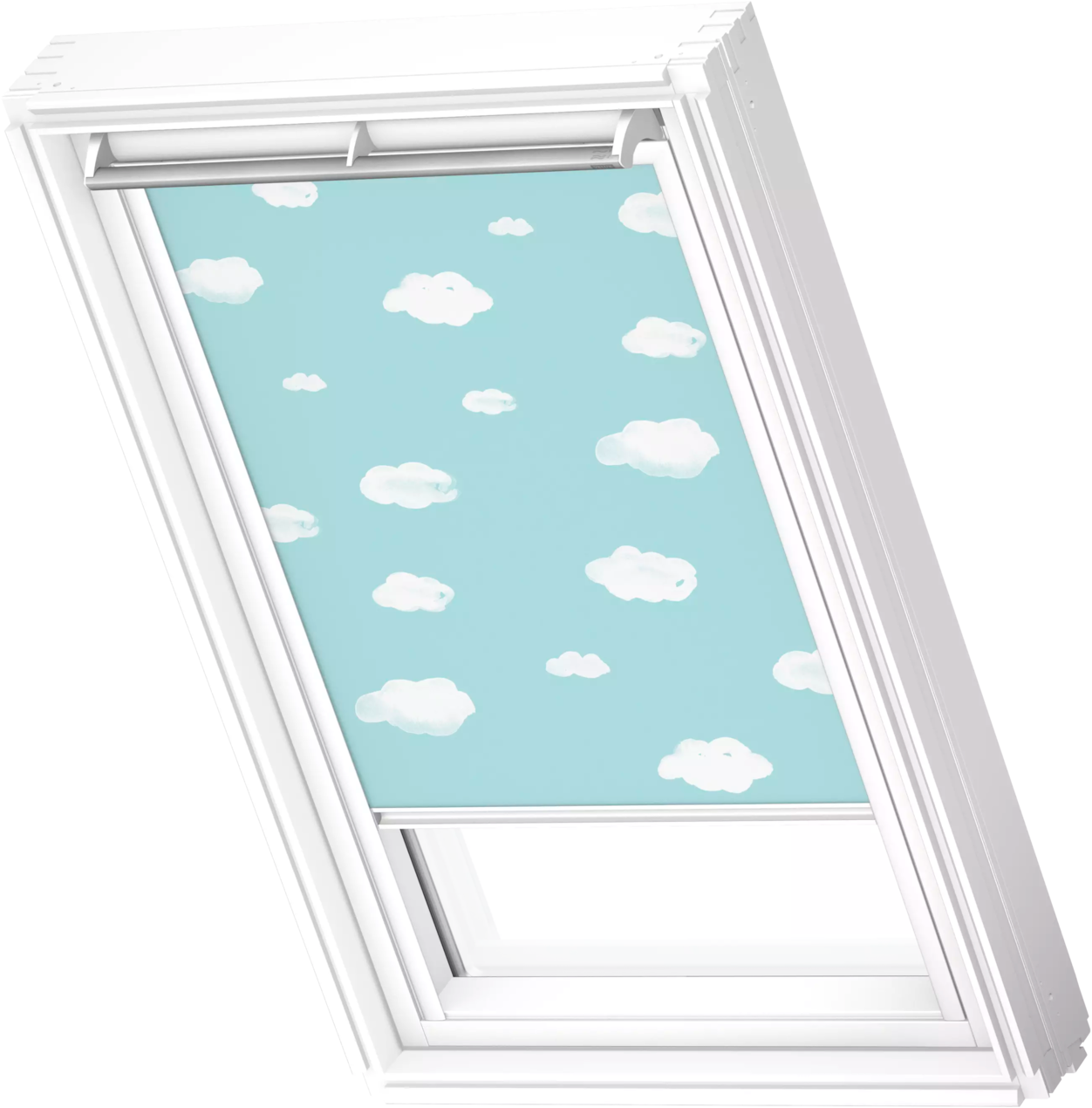 VELUX Verdunklungsrollo "DKL 4660SWL", MK08, stufenlos positionierbarkids blauer himmel, weiß, Rollos, weiße Führungsschienen & Griffleiste