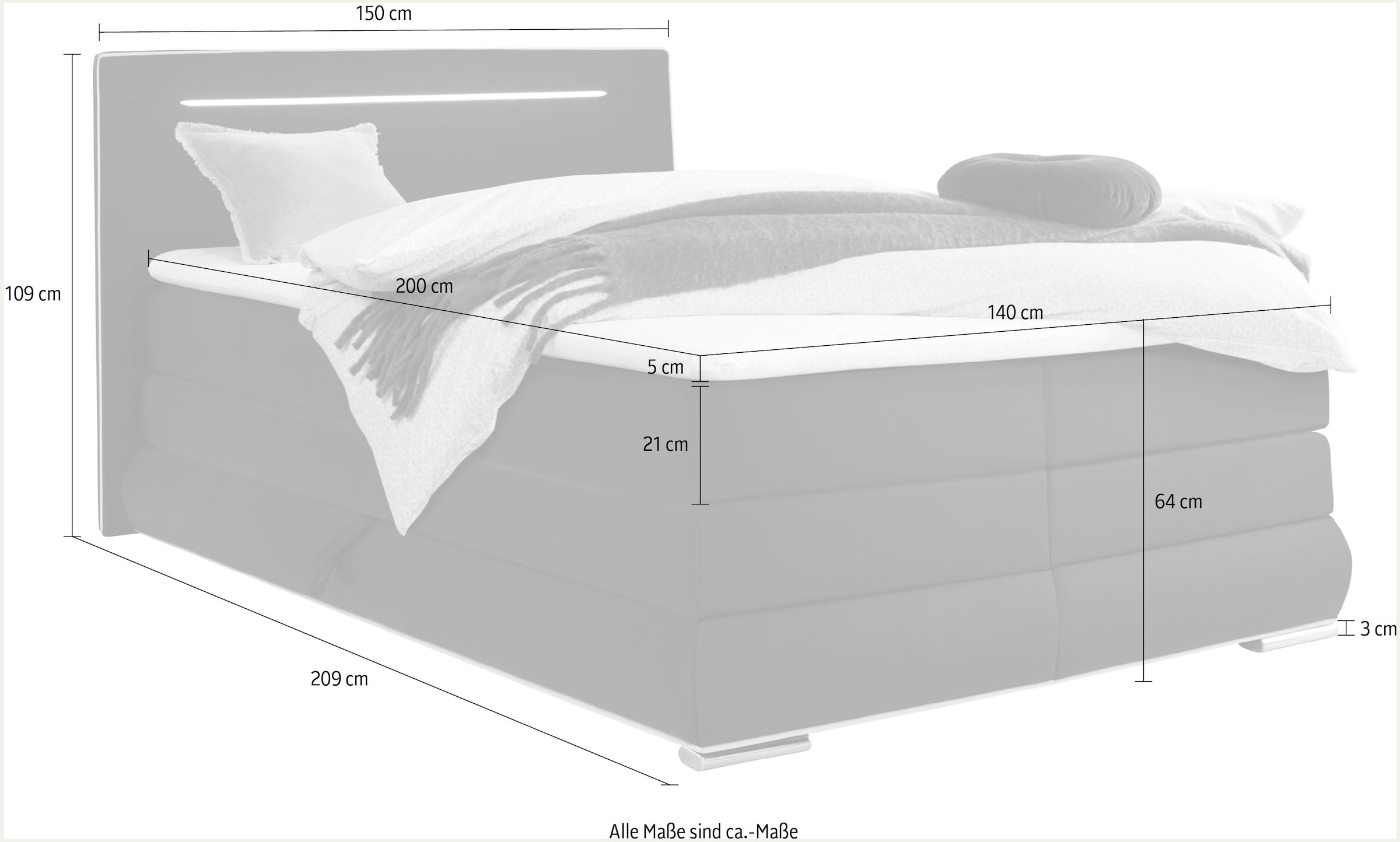 COLLECTION AB Boxspringbett, inkl. Bettkasten, LED-Beleuchtung und Topper