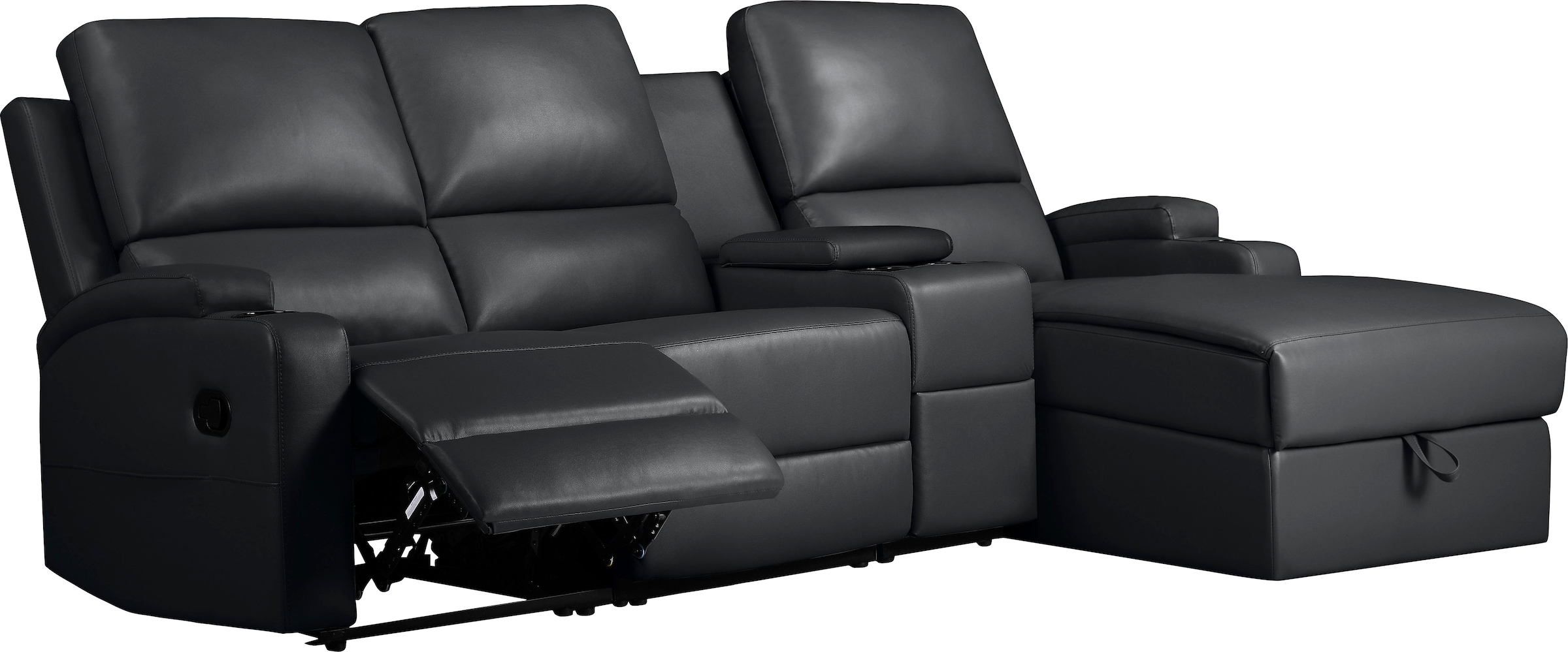 Home affaire Ecksofa »NAPORI Multimediasofa, 3er Kinosessel XXL, L-Form, 3 Bezugsstoffe« Kinosofa mit Relaxfunktion, Getränkehalter, Staufach und Staukasten