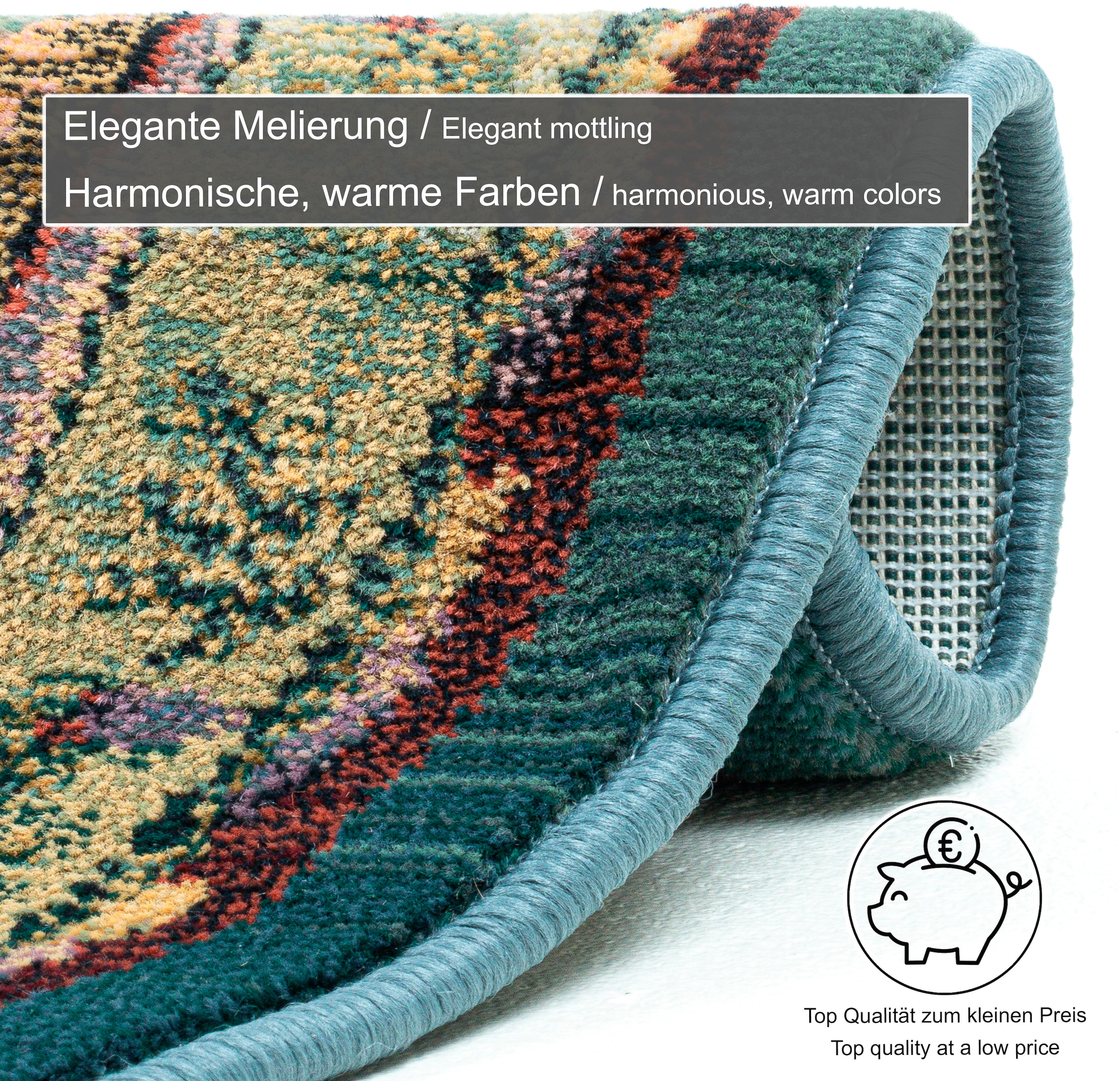 THEKO Teppich »Gabiro 72«, rund, 10 mm Höhe, Orient-Optik, Vintage Design, ideal im Wohnzimmer & Schlafzimmer