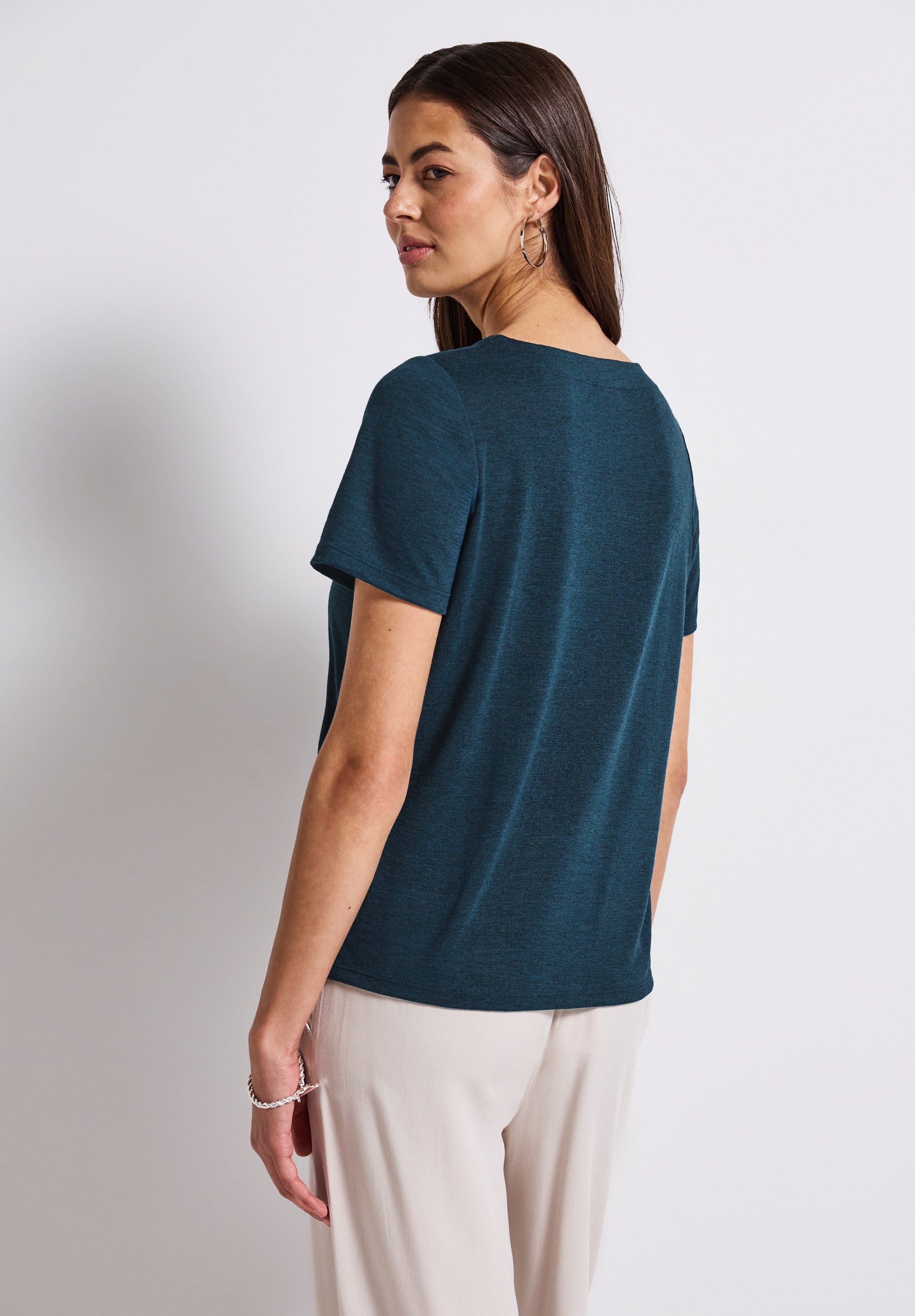 STREET ONE T-Shirt, aus elastischem Materialmix günstig online kaufen