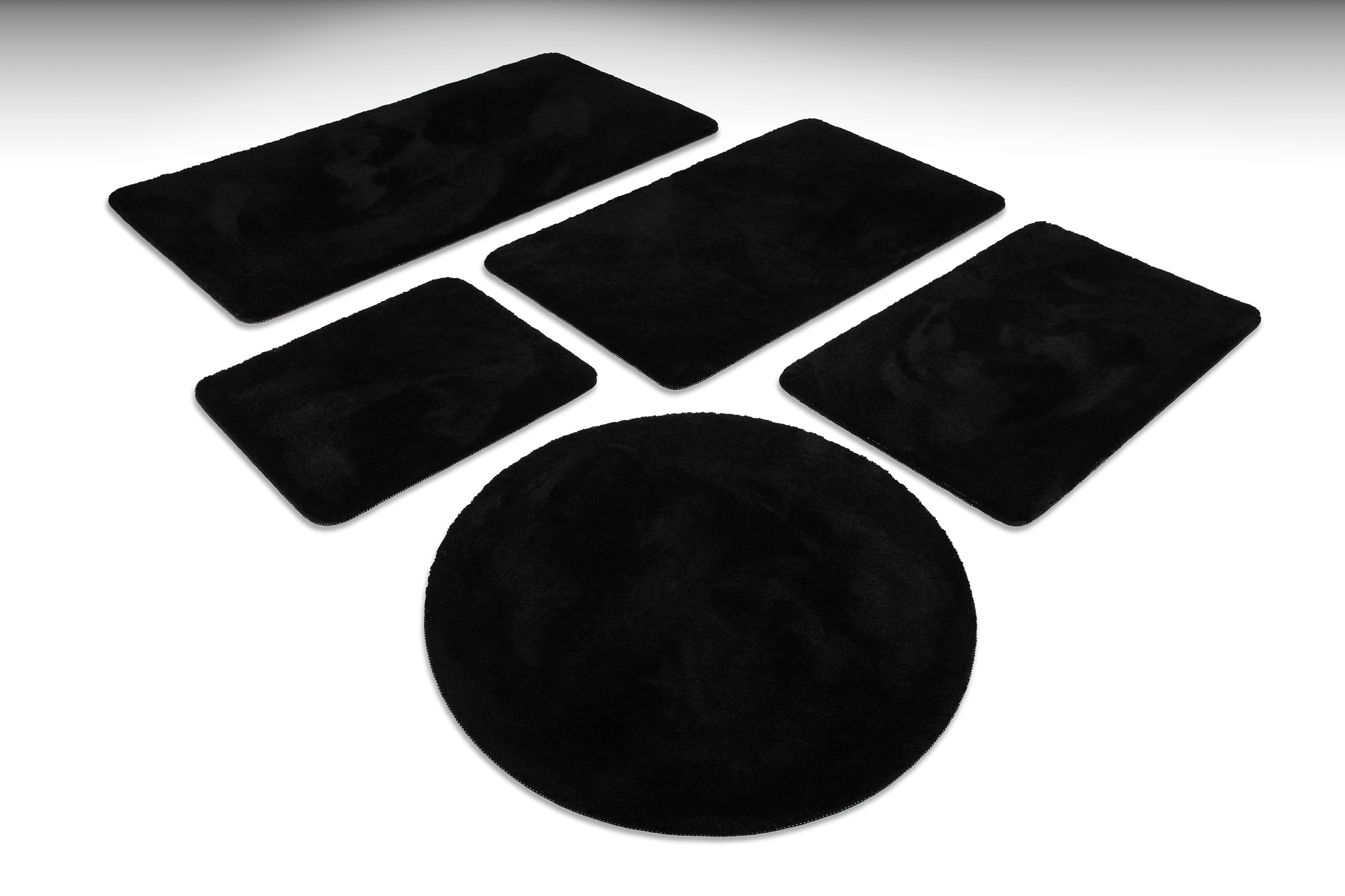 Badematte, H:20mm, schwarz, WECON HOME BASICS, Polyester, Badematten, "Joris", waschbar, viele Größen, Badezimmerteppich, uni