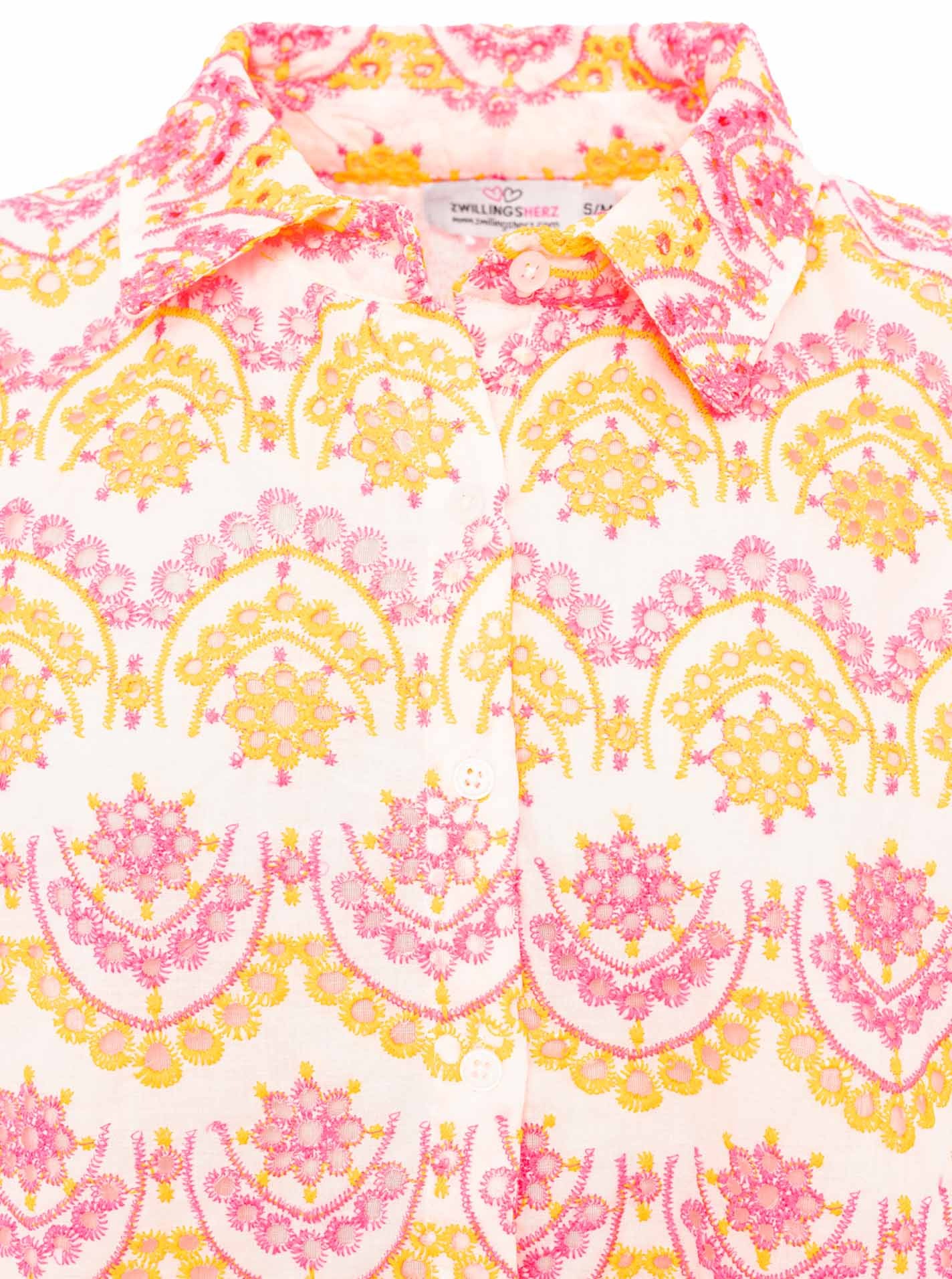 Zwillingsherz Kurzarmbluse ""Lochstickerei"" langarm, mit Kragen, Lochspitz günstig online kaufen