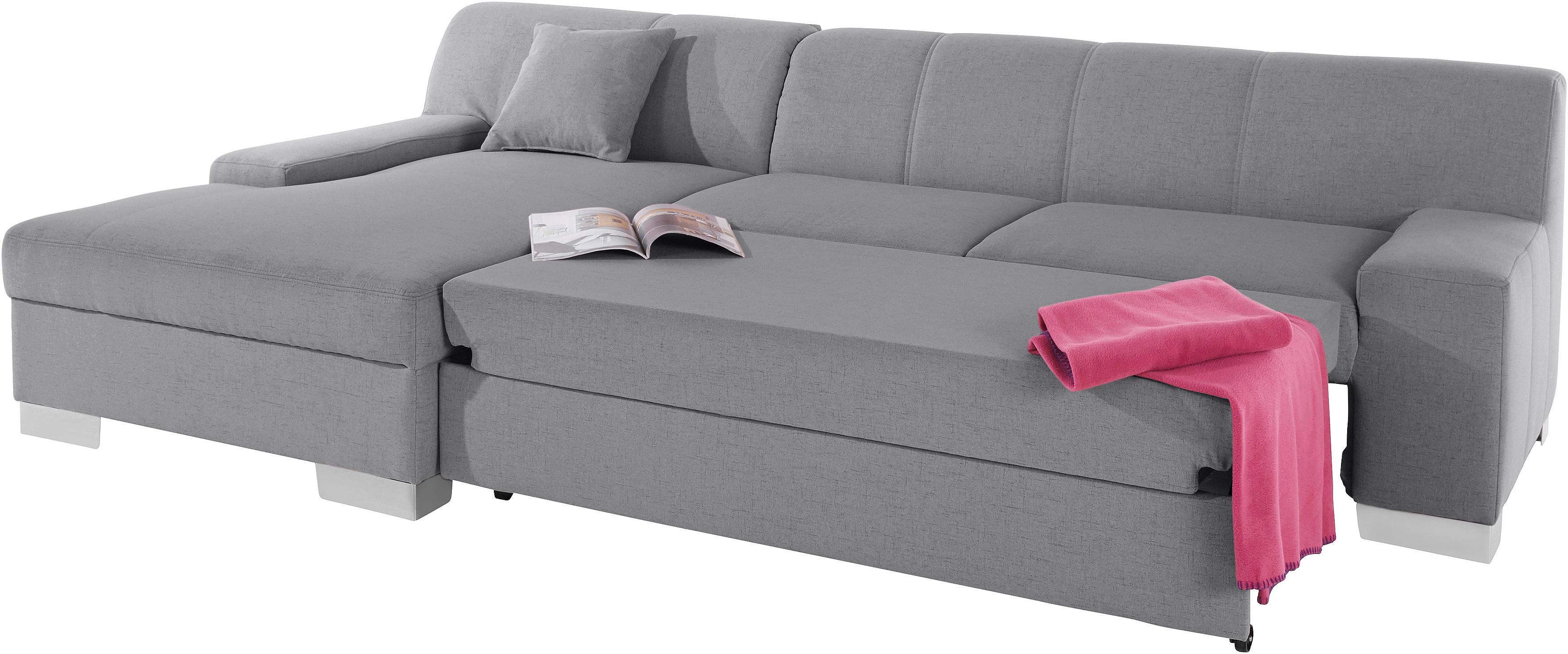 Thumbnail - DOMO collection Ecksofa "Bero, elegant und zeitlos, flache Armlehnen, L-Form", fester Sitzkomfort, wahlweise mit Bettfun...
