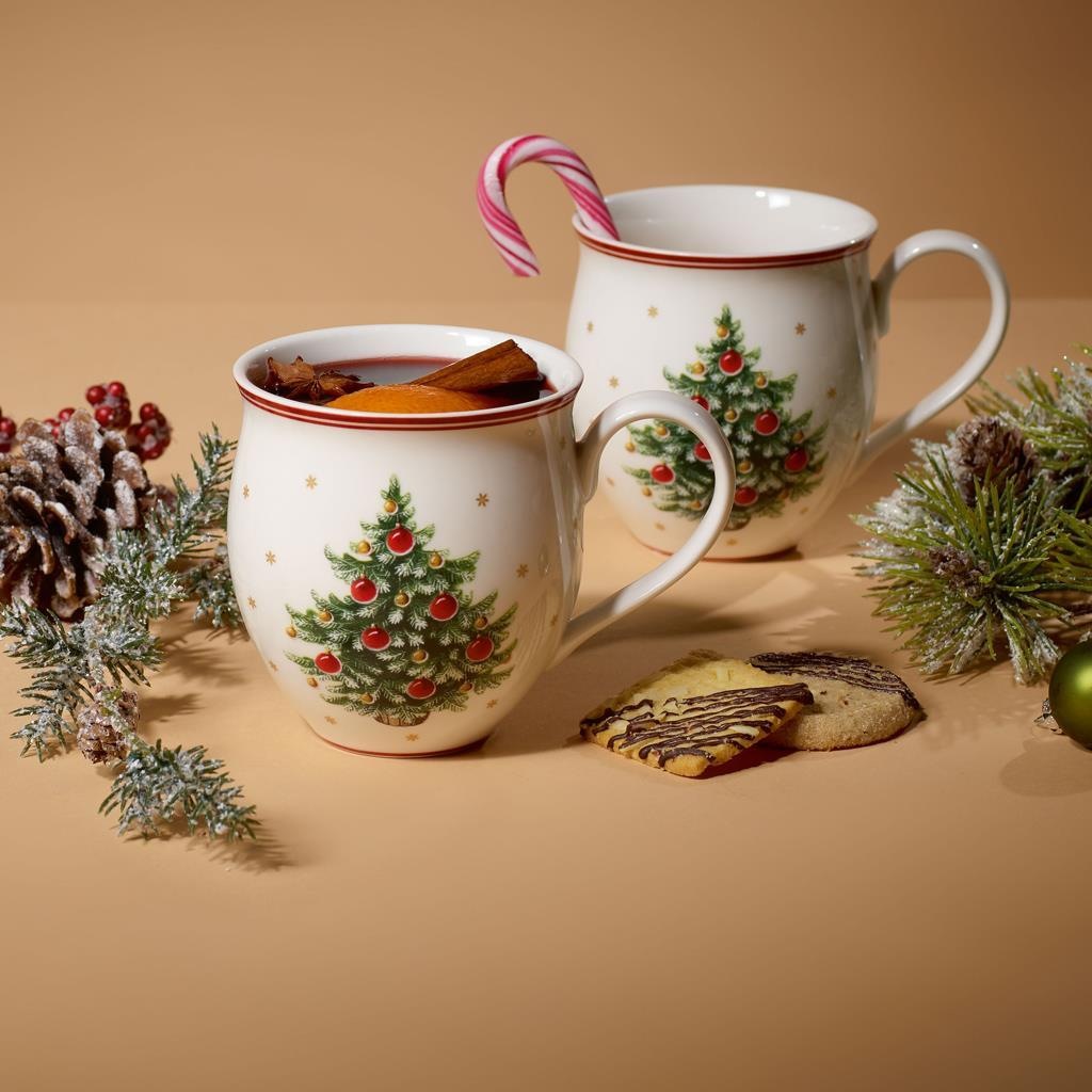 Villeroy & Boch Geschirr-Set »Frühstücks-Set Tannenbaum Toy's Delight 6er Set grün-weiß« Handwäsche wird empfohlen