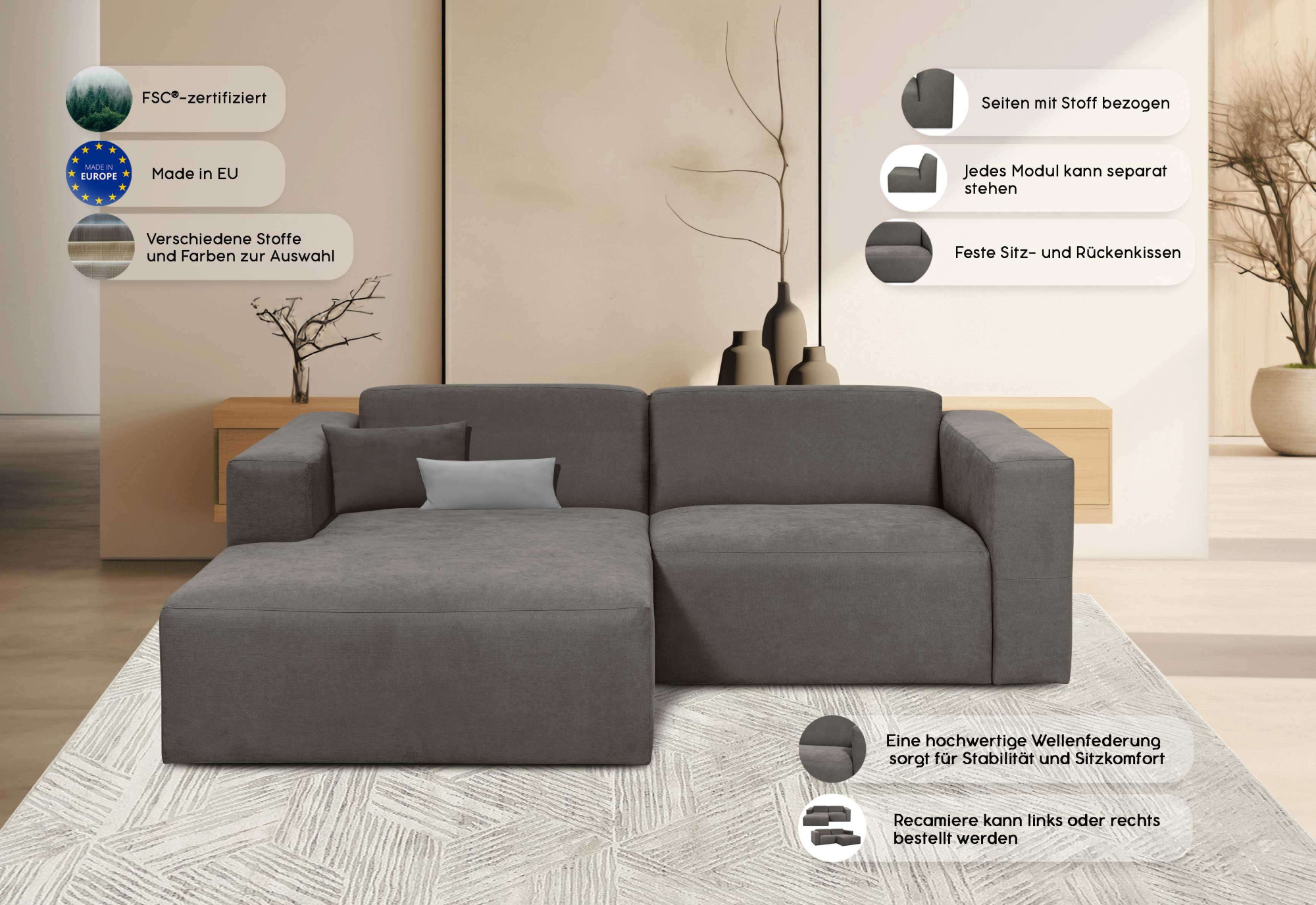 Thumbnail - OTTO home Ecksofa "Kelani" mit dekorativer Knopfsteppung an den Armlehnen