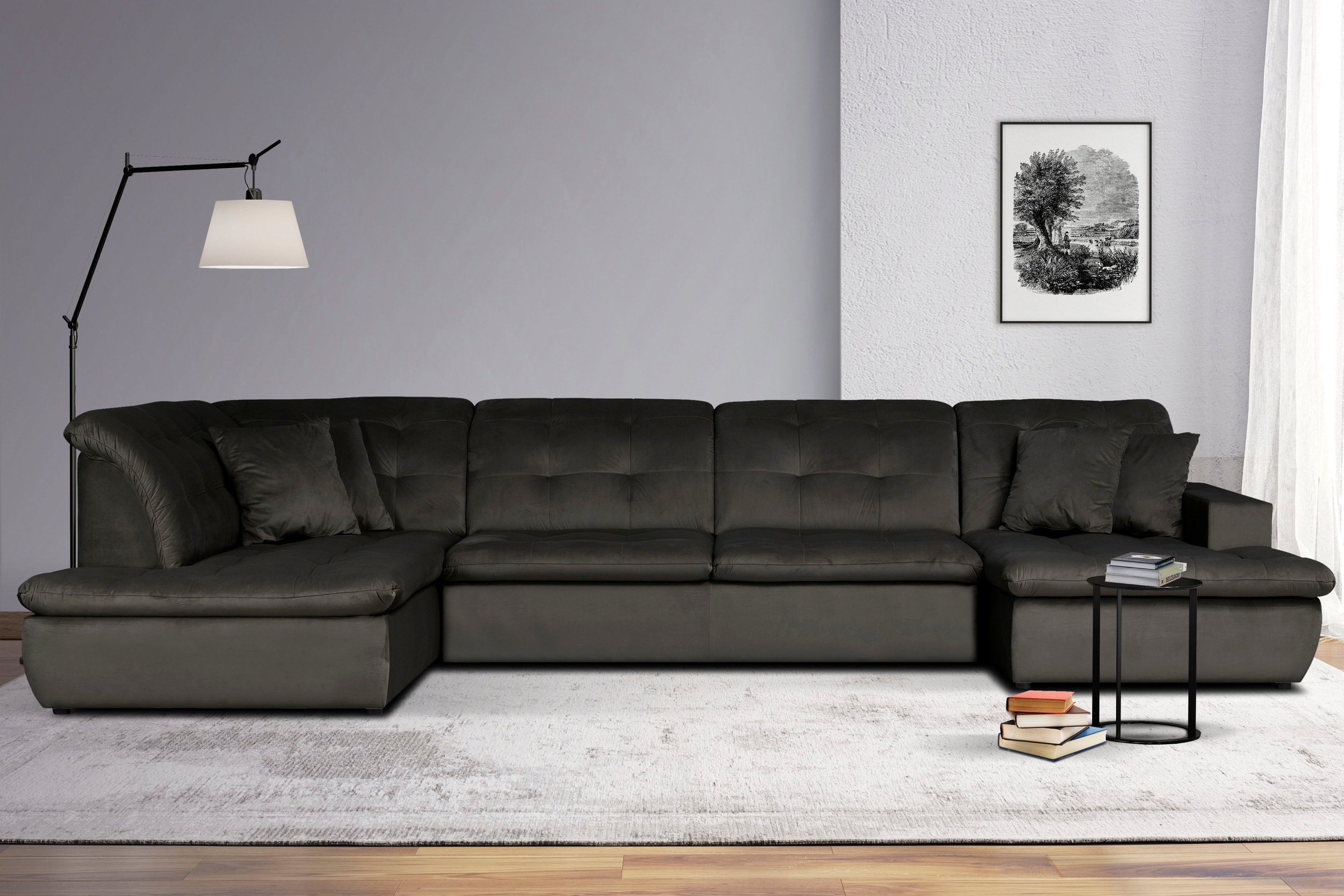 INOSIGN Wohnlandschaft »BRISBANE NEU U-Form«, mit feiner Steppung, Matten-Optik, incl. Zierkissen